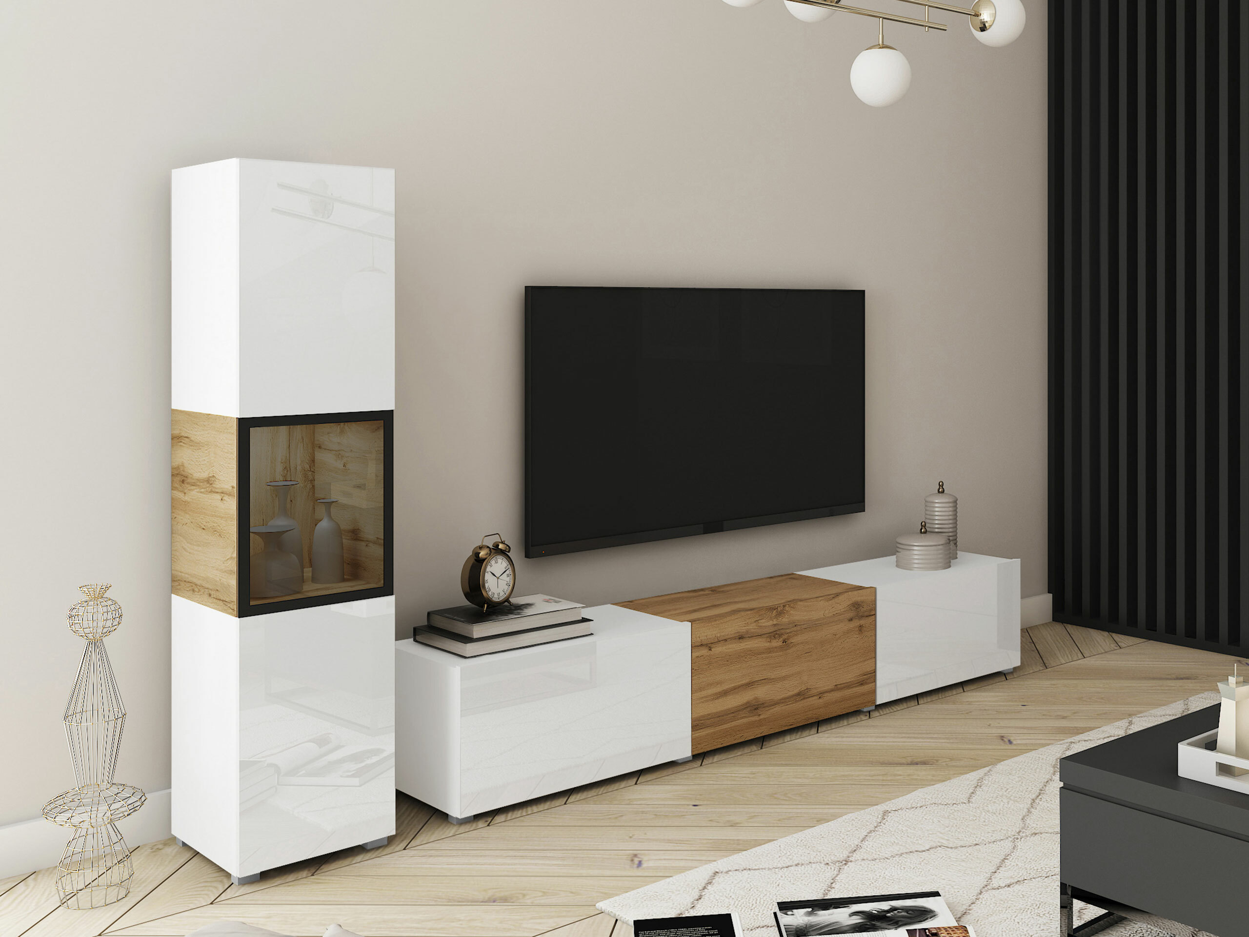 Set de living Sarasota 192 (Alb + Stejar Wotan)