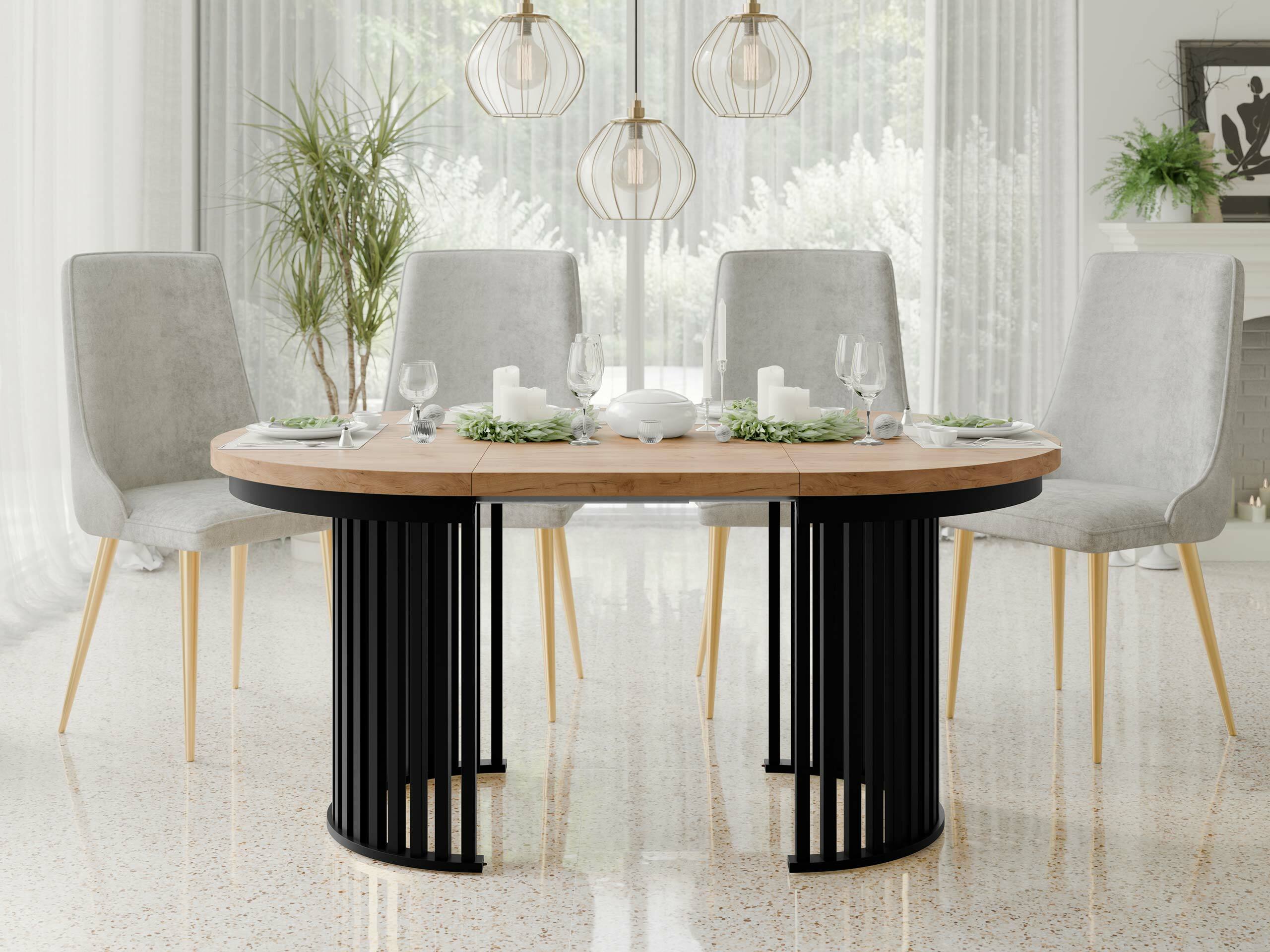 Masă Racine 145 (Stejar Craft auriu + Negru)