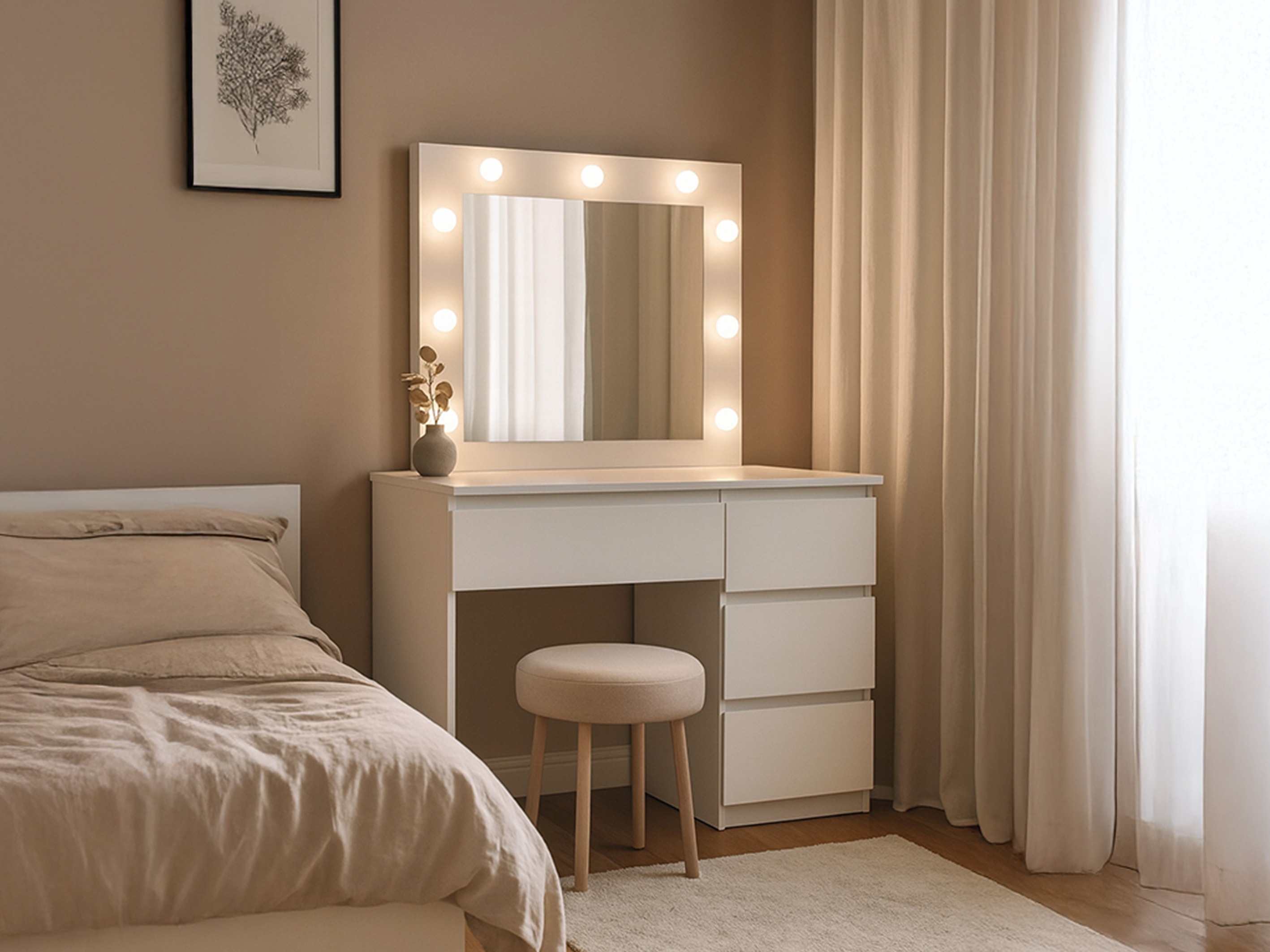 Măsuță de machiaj Murrieta 194 (Alb)