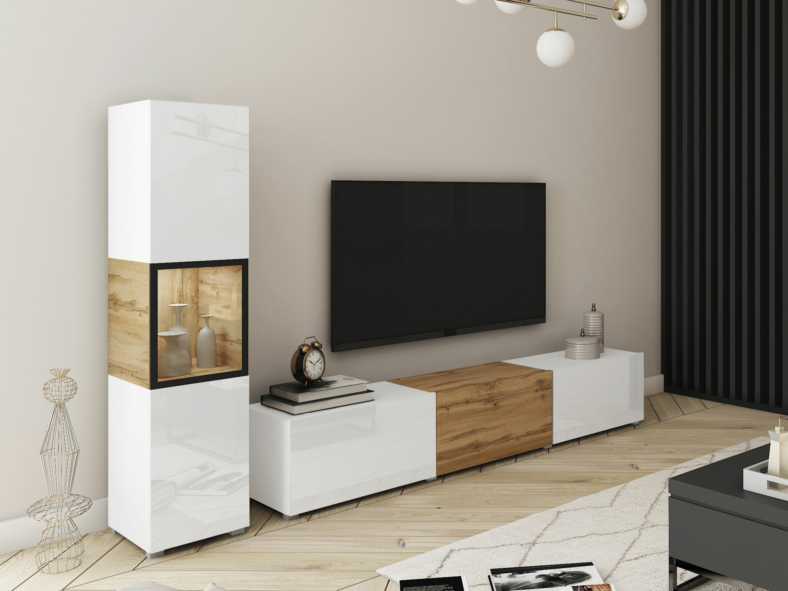 Set de living Sarasota 192 (Alb + Stejar Wotan)