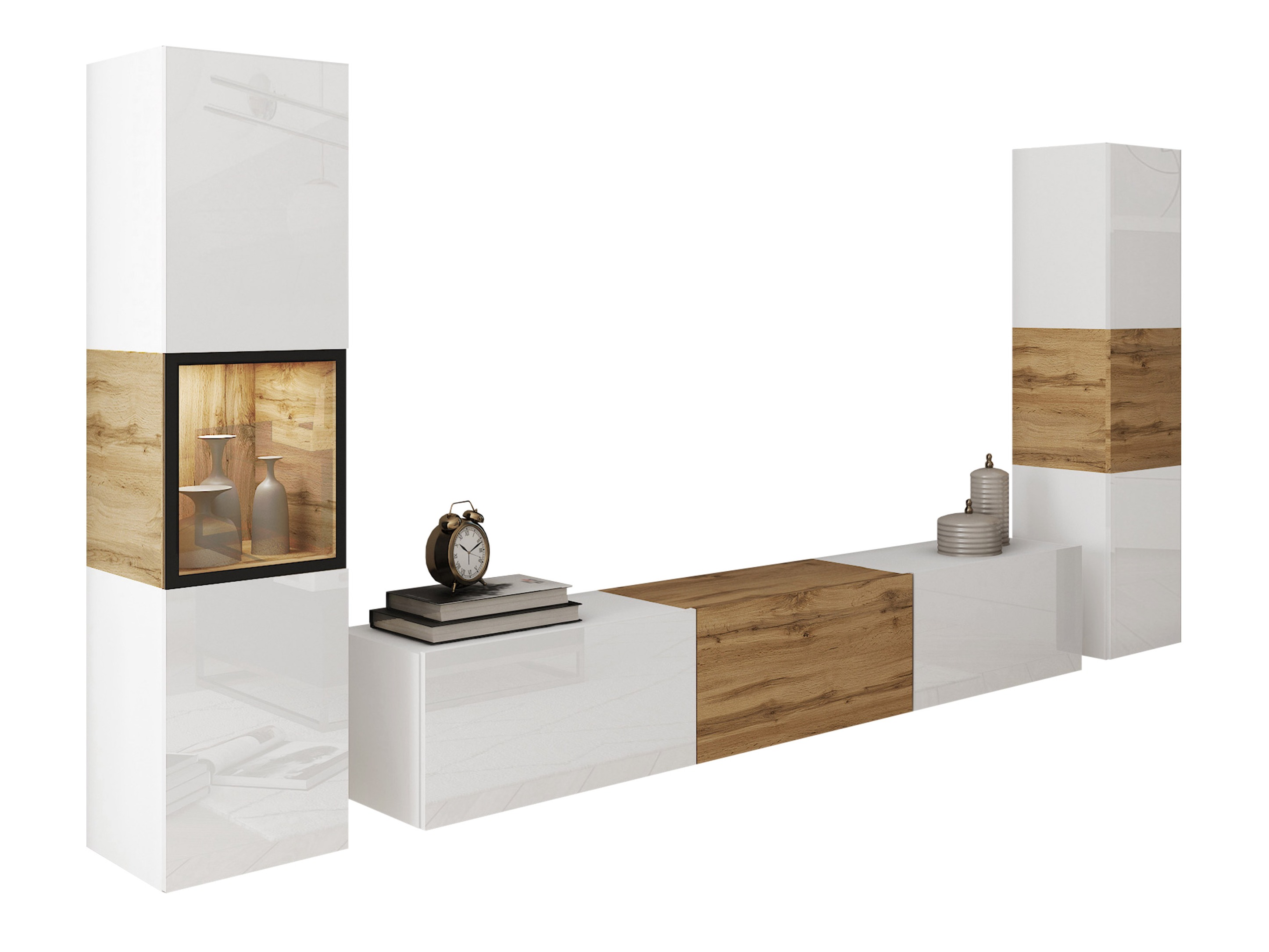 Set de living Sarasota 193 (Alb + Stejar Wotan)