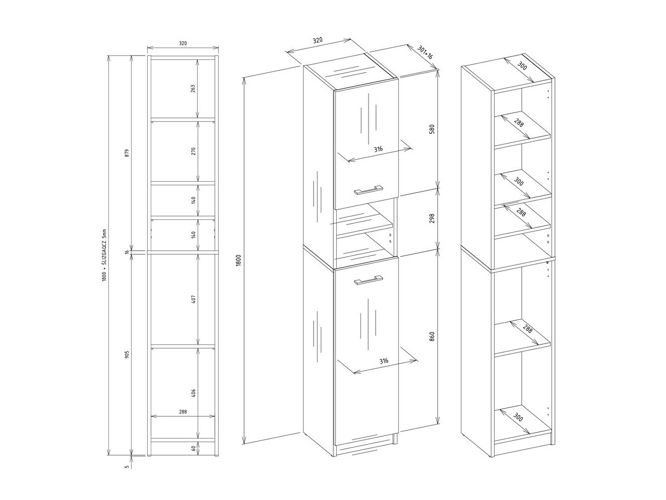 Cabinet de baie neancorat Mandeville 152 (Antracit + Stejar artizan)