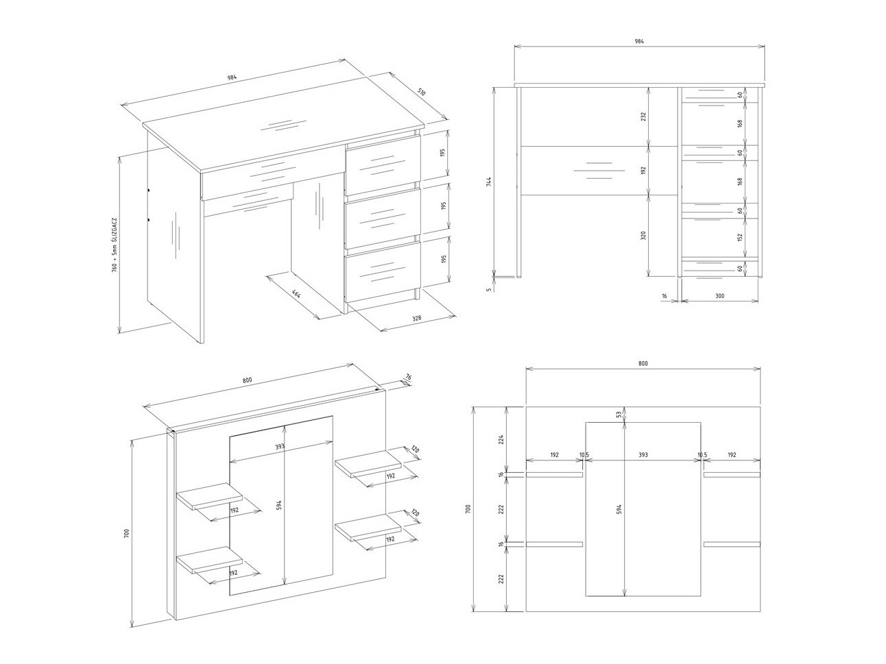Măsuță de machiaj Mandeville 351 (Dreapta)