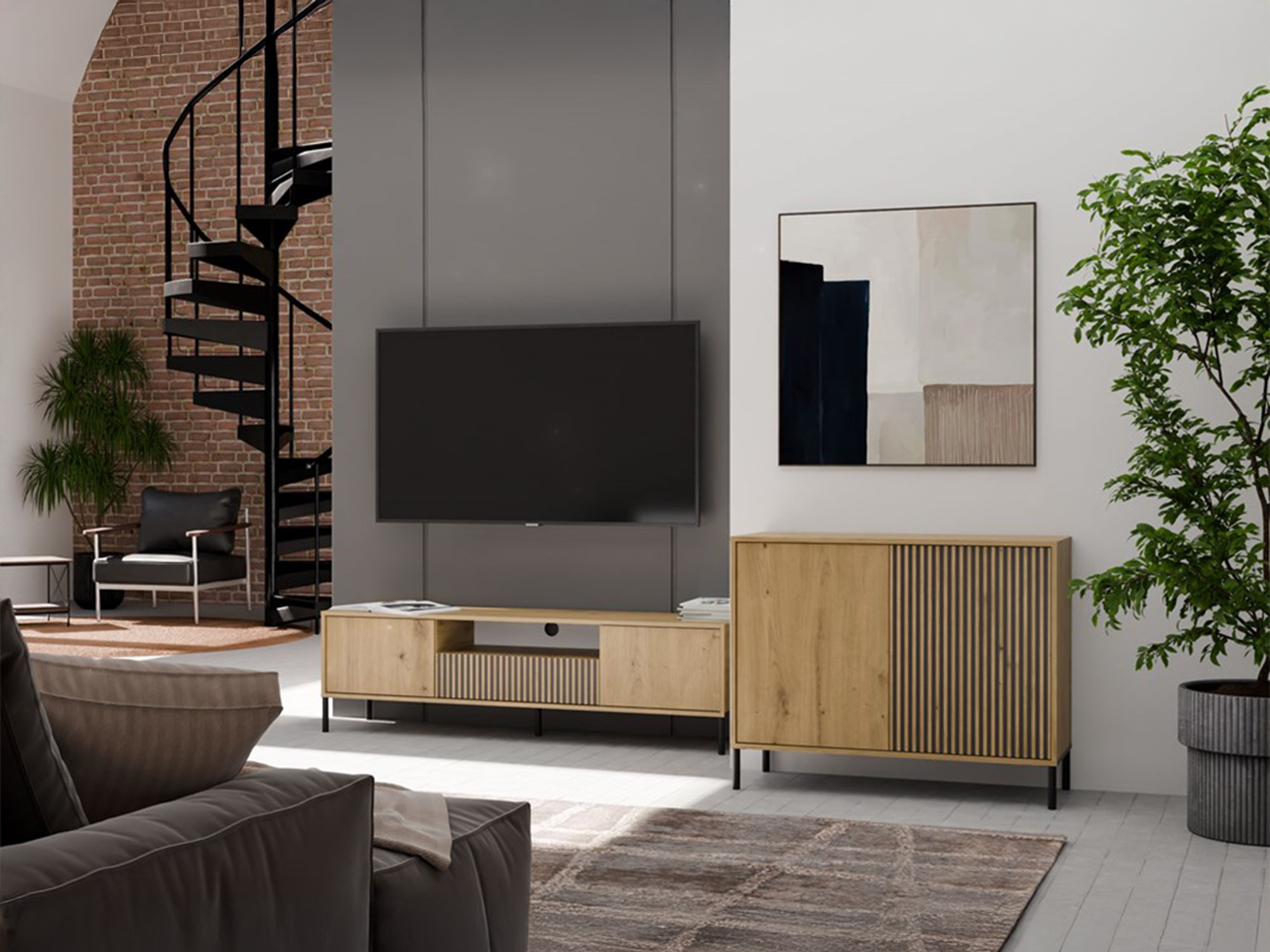 Bufet Orlsone 109 (Stejar artizan + Negru)