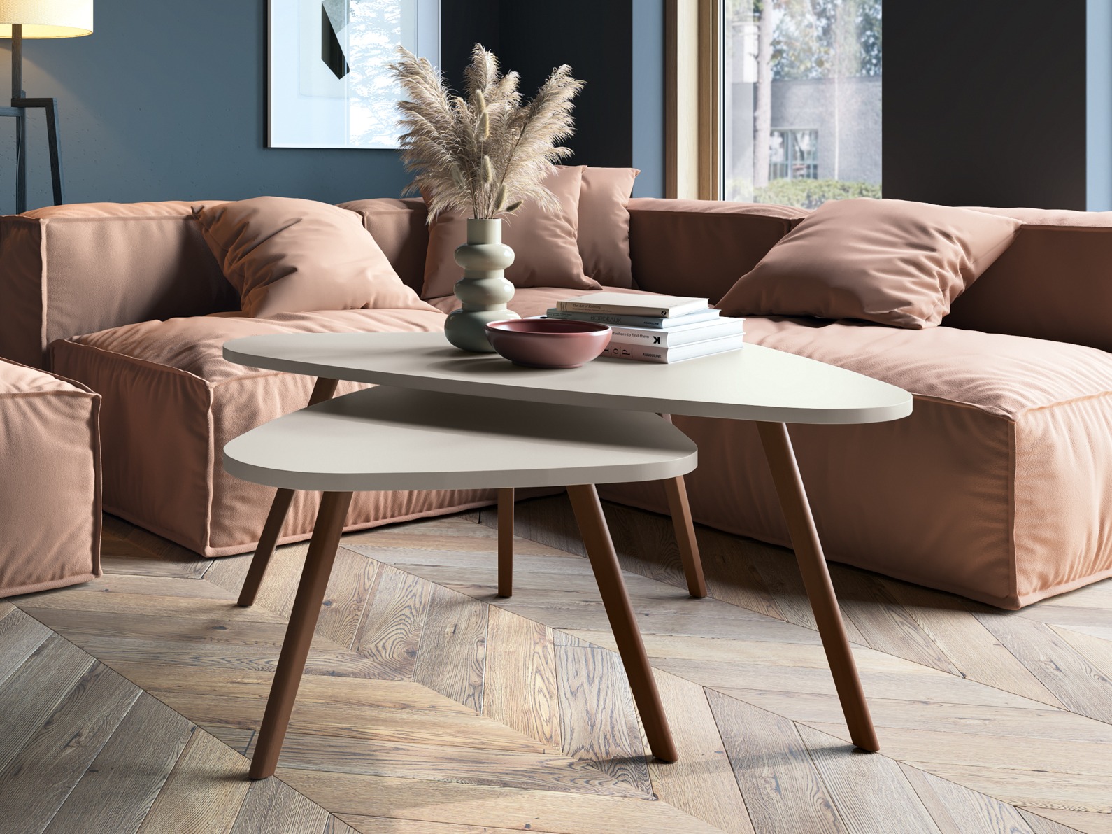 Set de măsuțe de cafea Ontario 202 (Alb + Stejar)