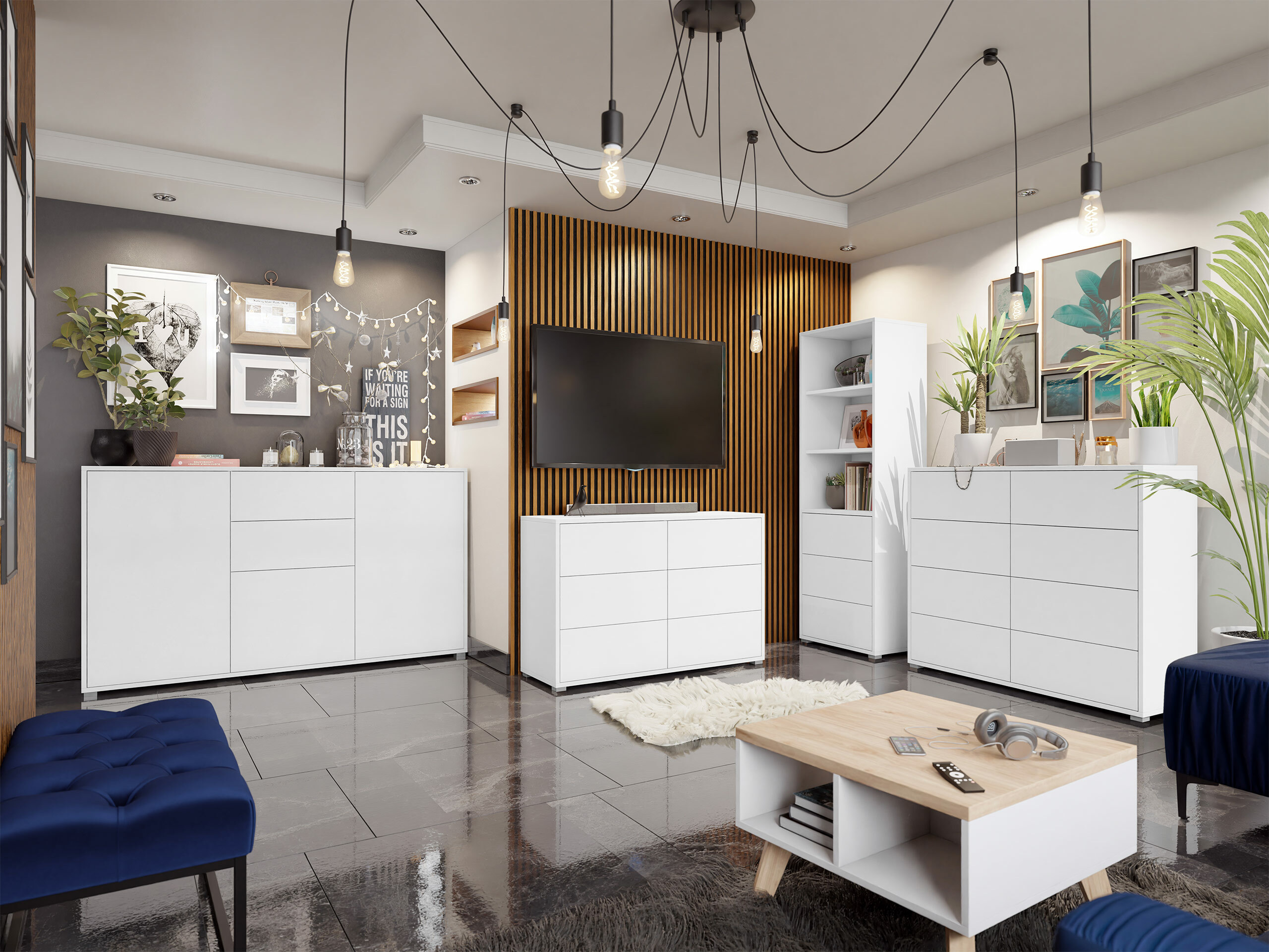 Set de living Comfivo Tutela II (Alb)