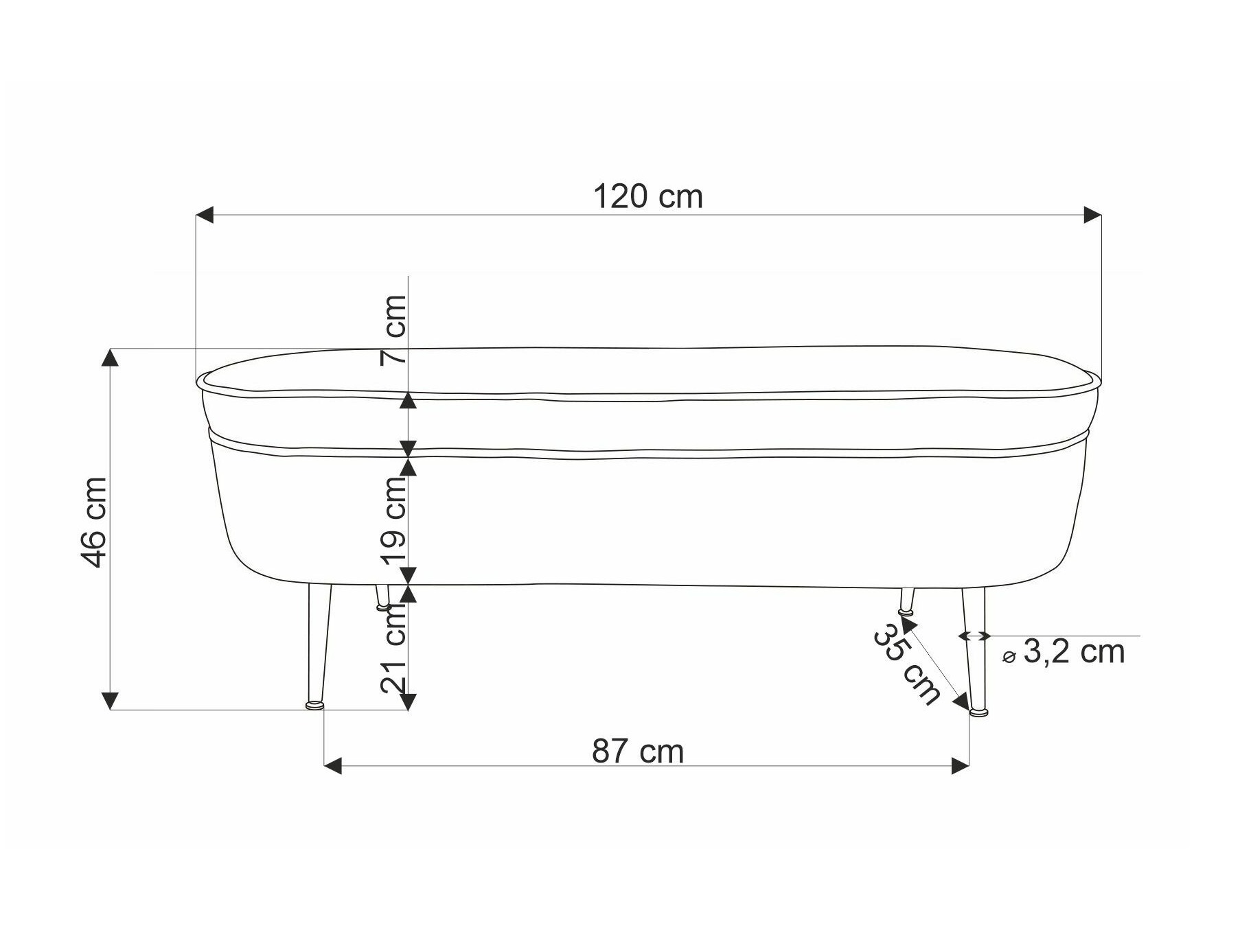 Bancă tapițată Houston 1446