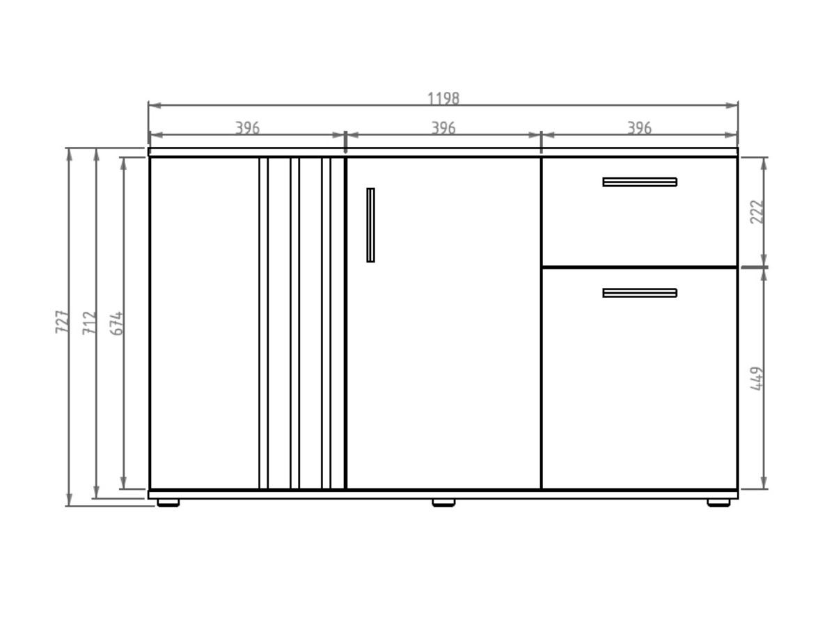Comodă Baytown 159 (Alb + Stejar artizan)