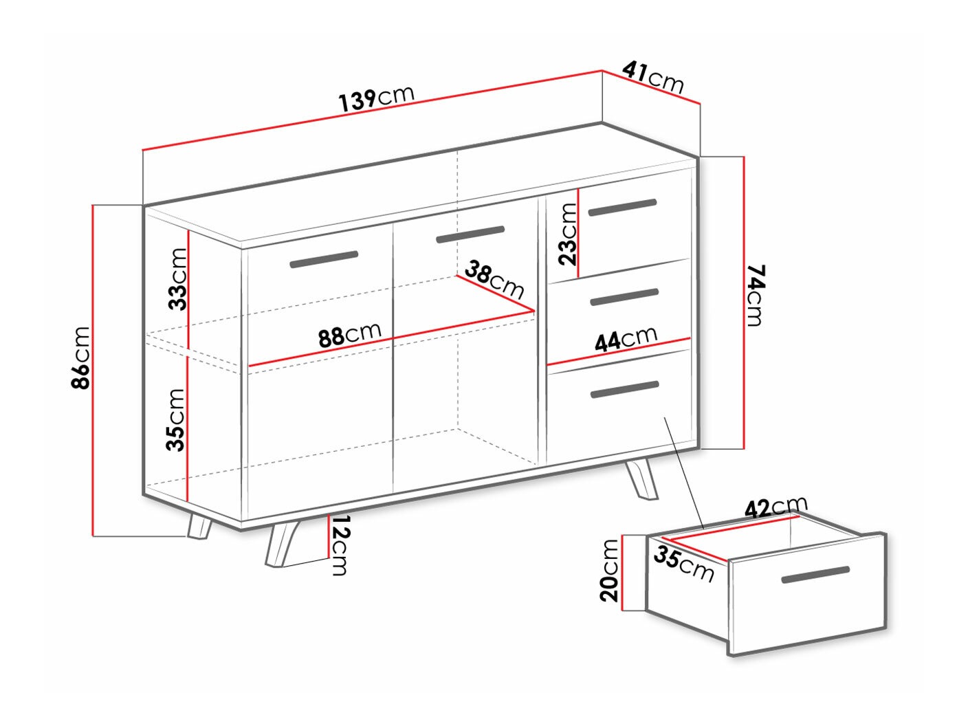 Comodă Dortivu 160 (Alb)
