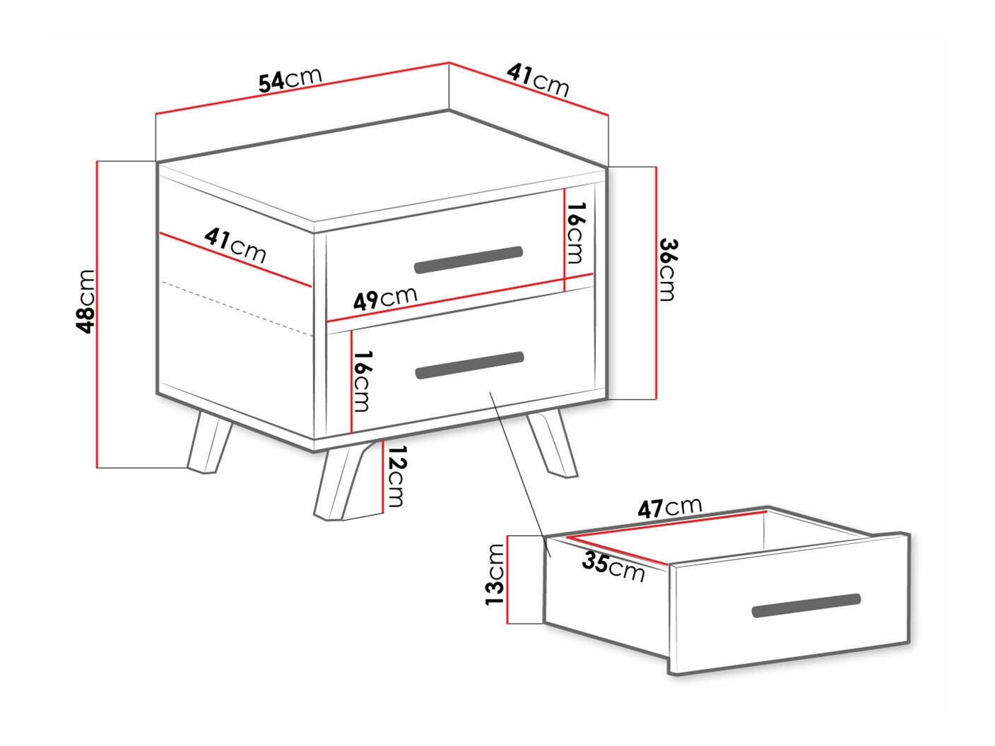 Noptieră Dortivu (Alb)
