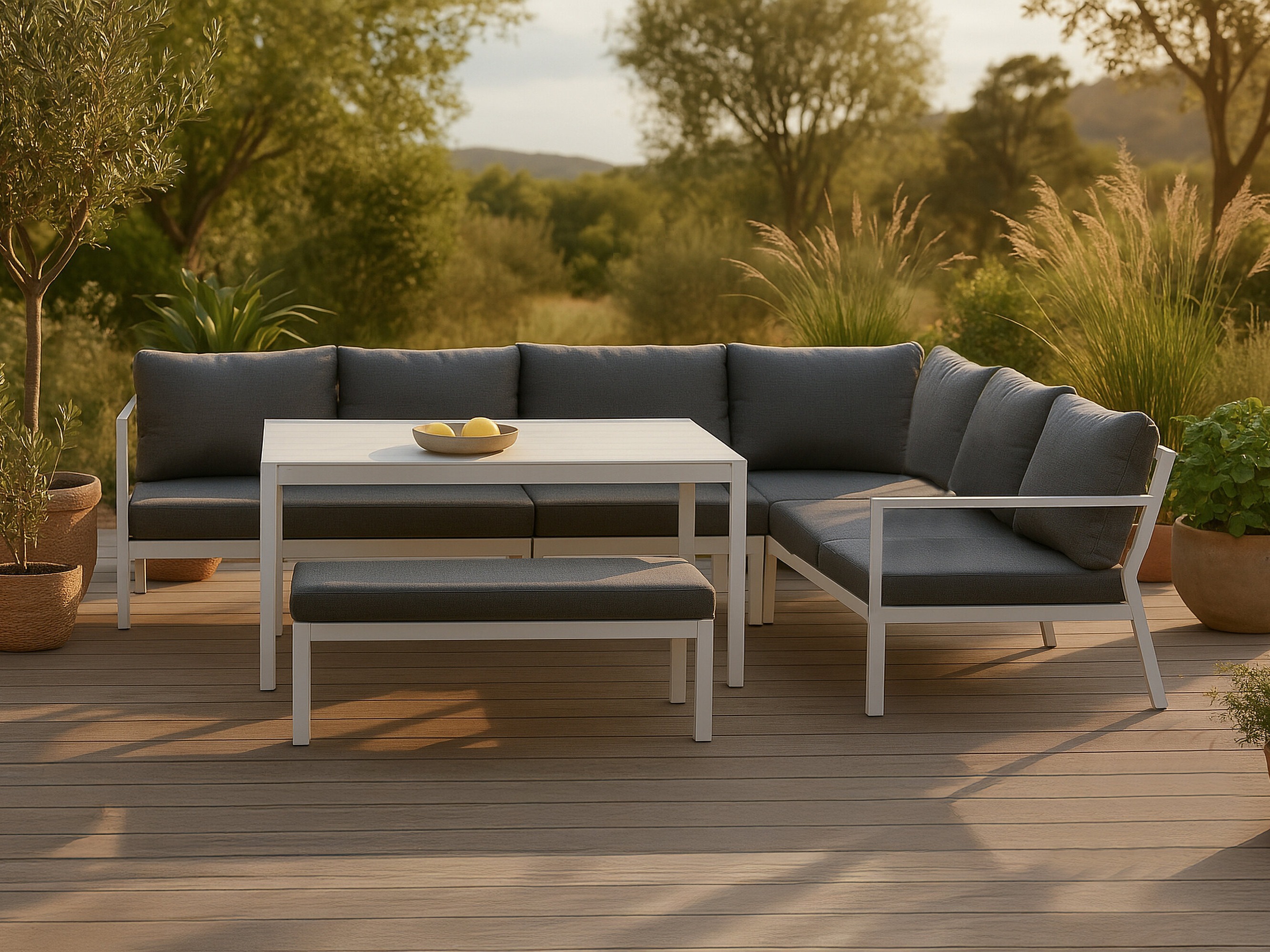 Set mobilier de exterior Dallas 3119 (Alb + Gri)