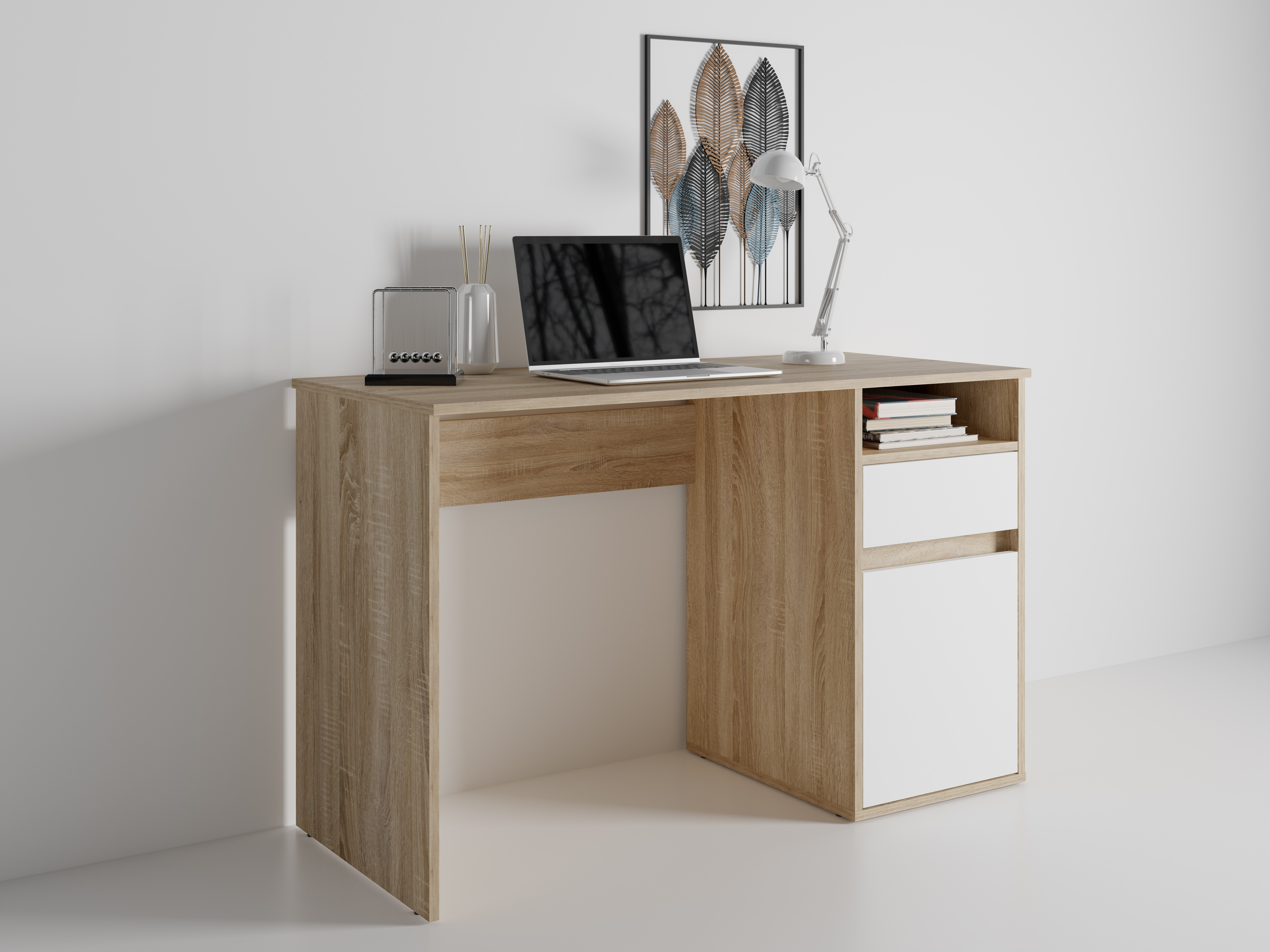 Birou Baytown 190 (Alb + Stejar Sonoma)