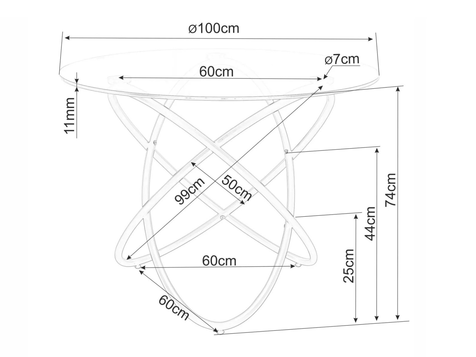 Masă Detroit 933 (Negru)