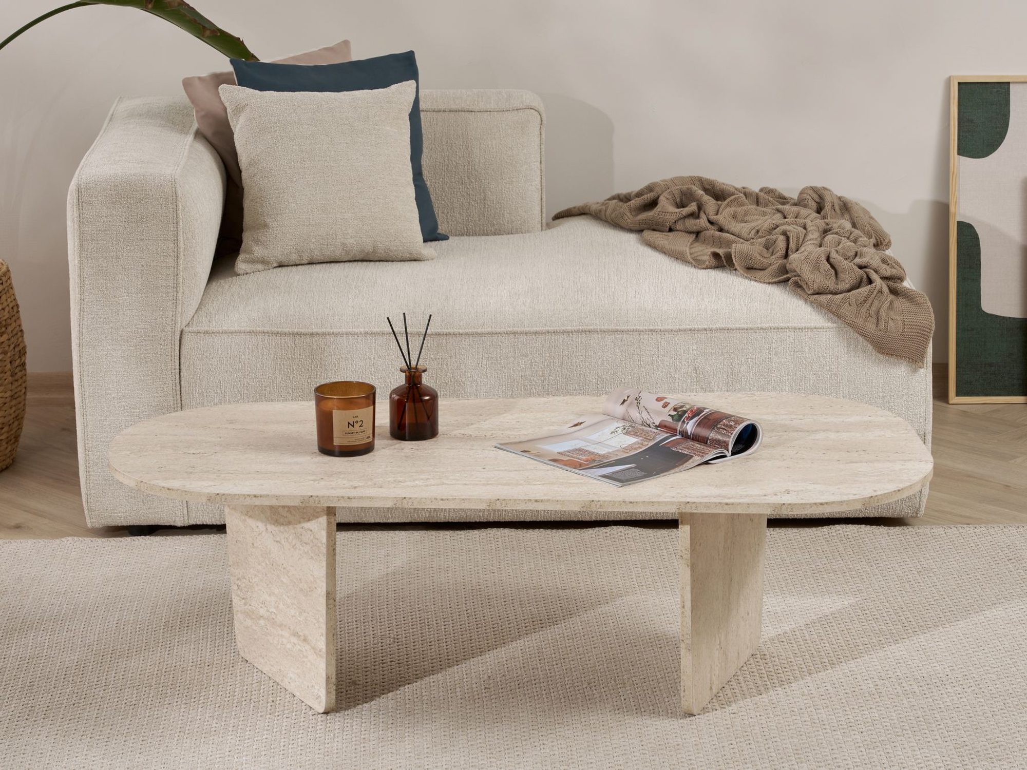 Măsuță de cafea Novato 135 (Deschis Travertine)