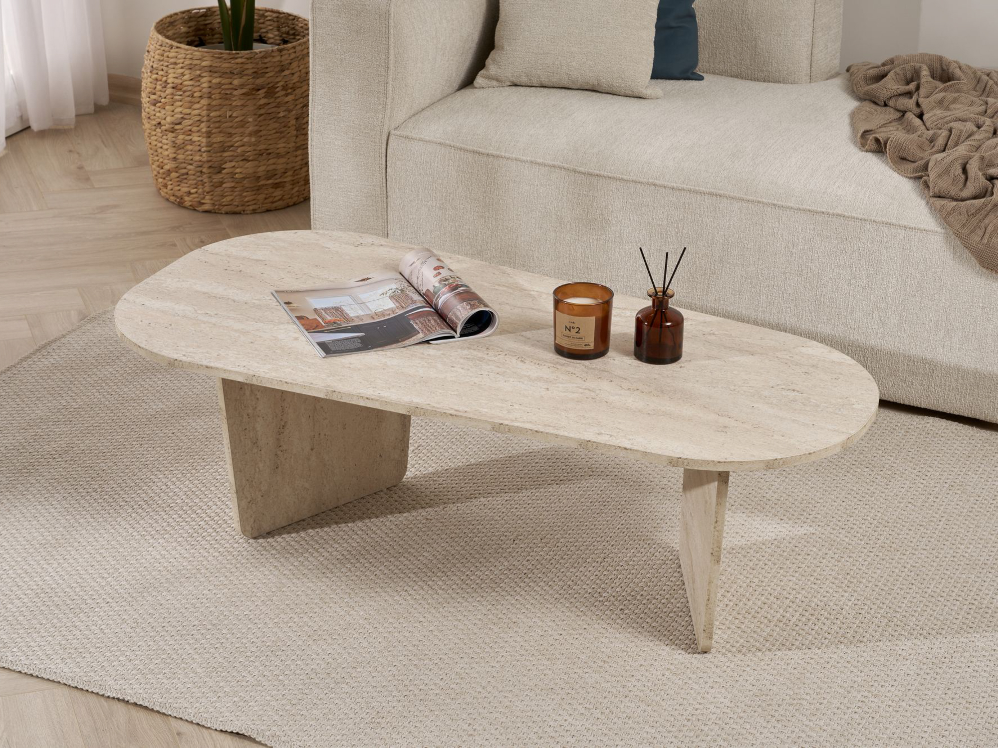 Măsuță de cafea Novato 135 (Deschis Travertine)