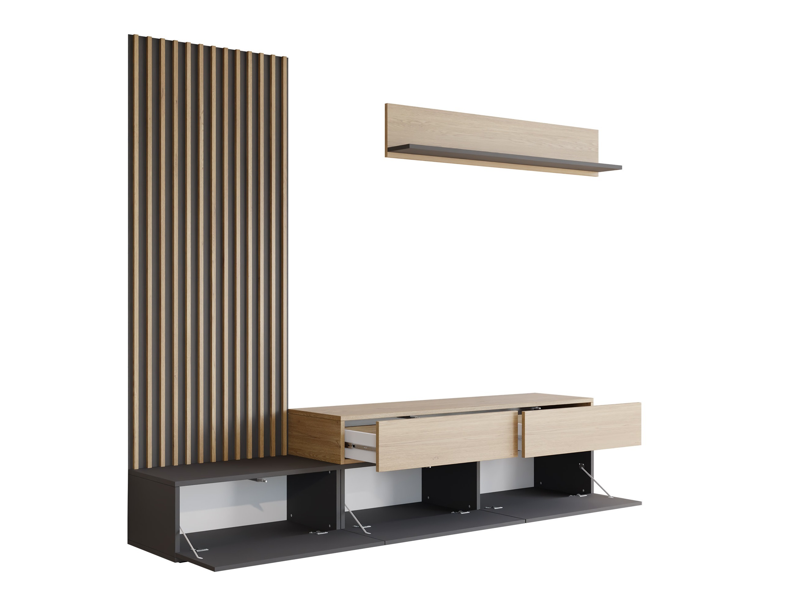 Set de living Comfivo Munium I (Alb + Stejar)