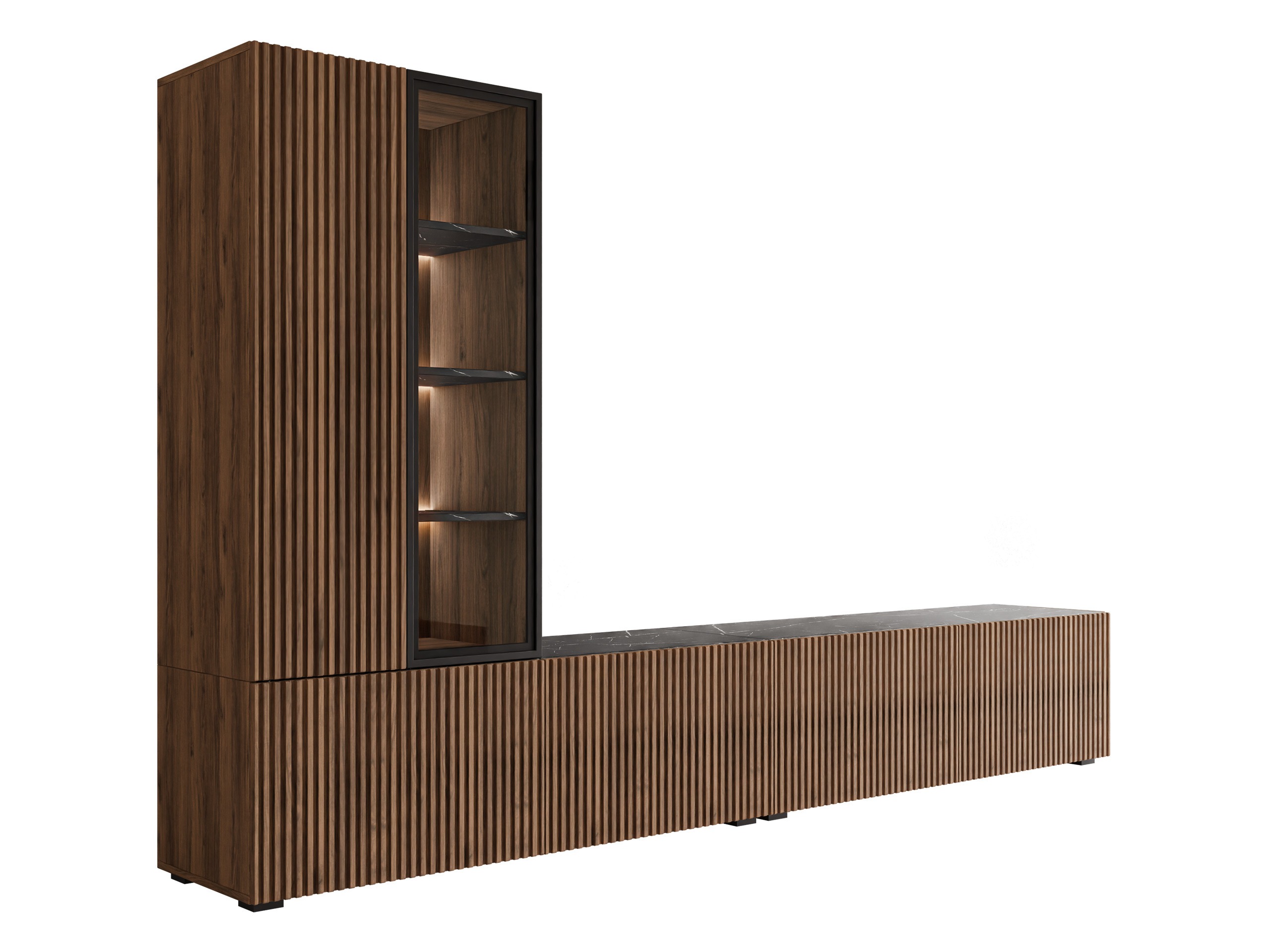 Set de living Comfivo Tutelar (Nuc + Marmură neagră)