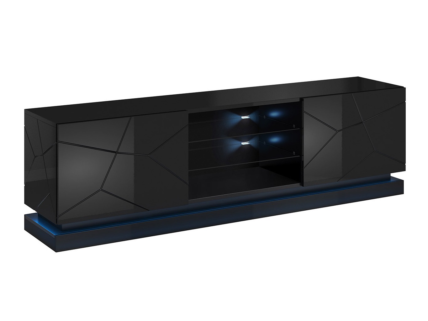 Comodă TV Linar I (Negru + Negru lucios)