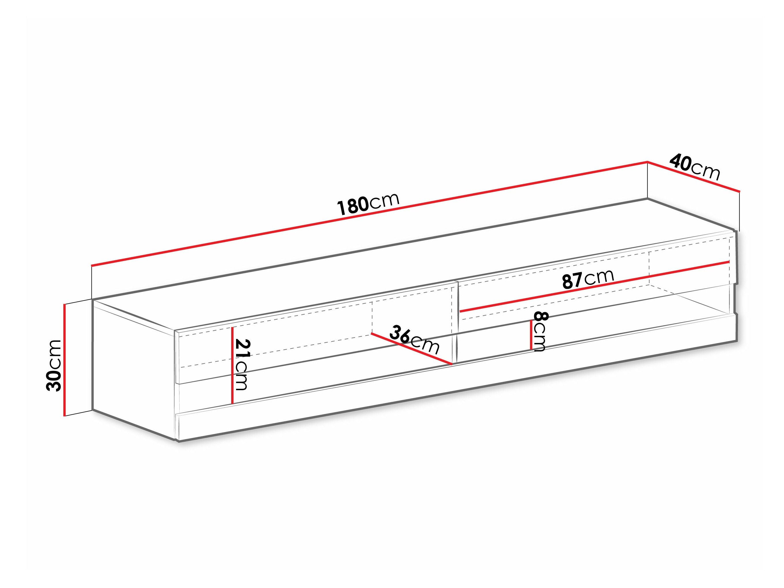 Comodă TV Vilrin (Alb + Alb lucios)