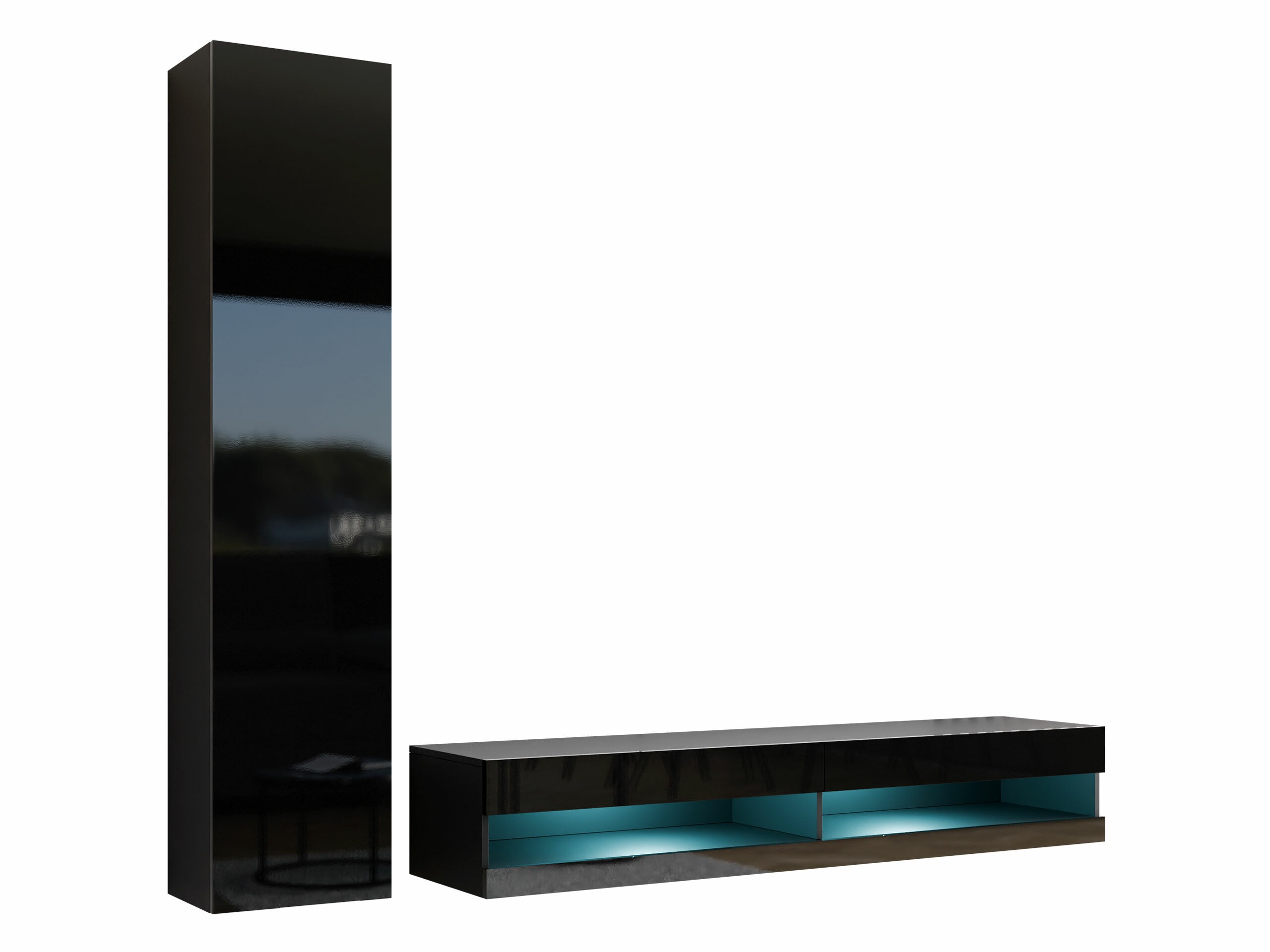 Set de living Vilrin VI (Negru + Negru lucios)