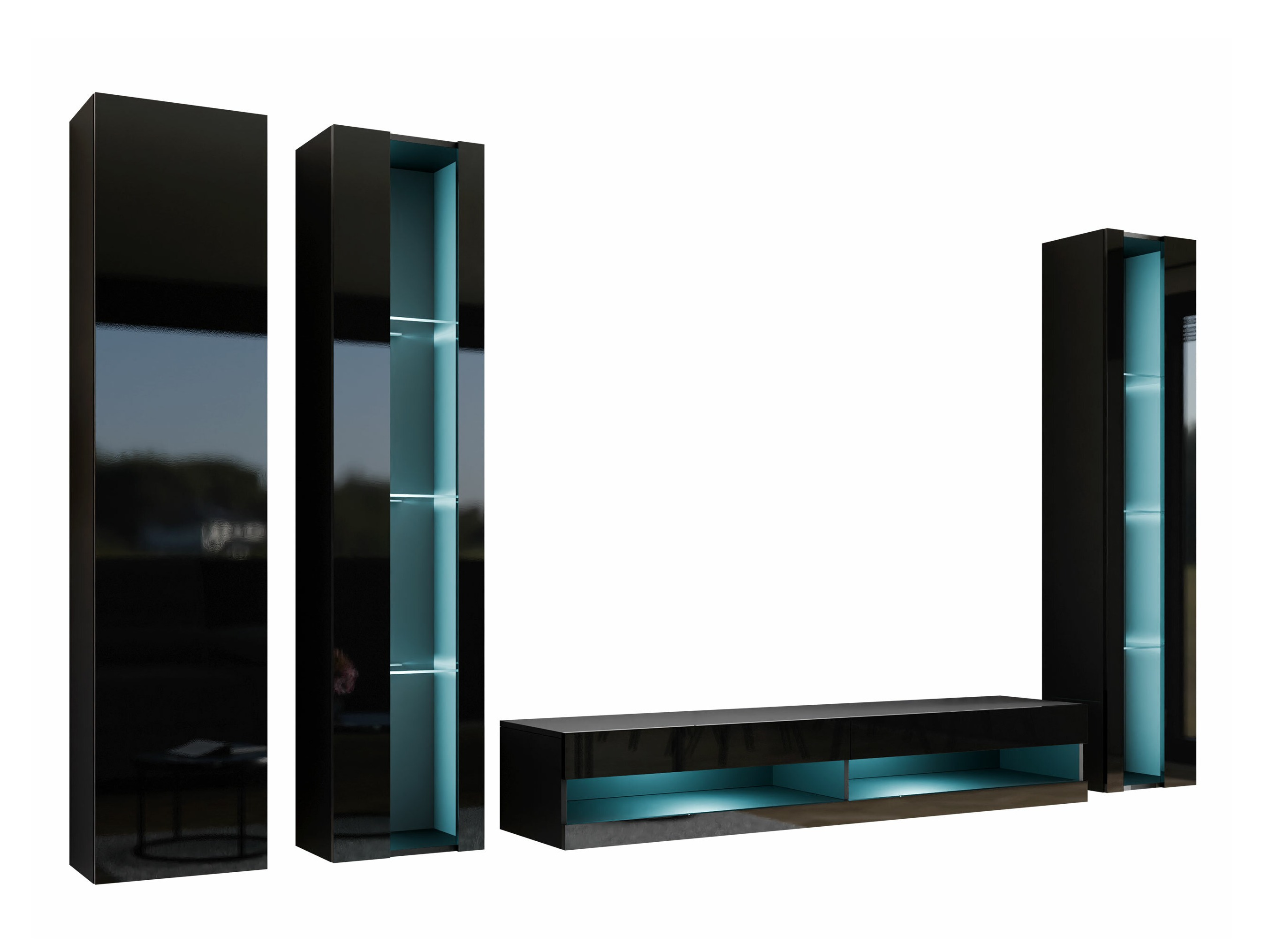 Set de living Vilrin VII (Negru + Negru lucios)