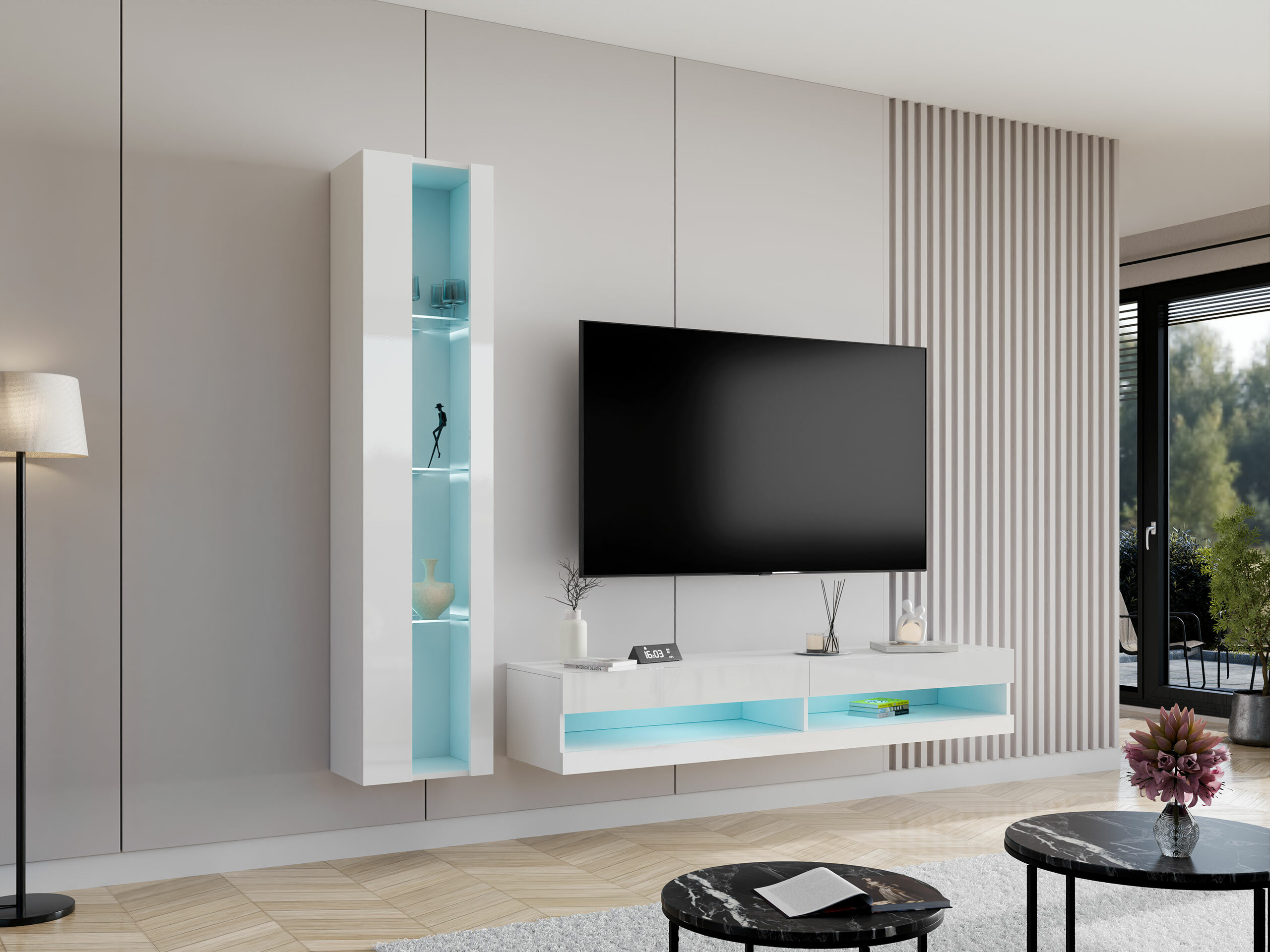 Set de living Vilrin VIII (Alb + Alb lucios)