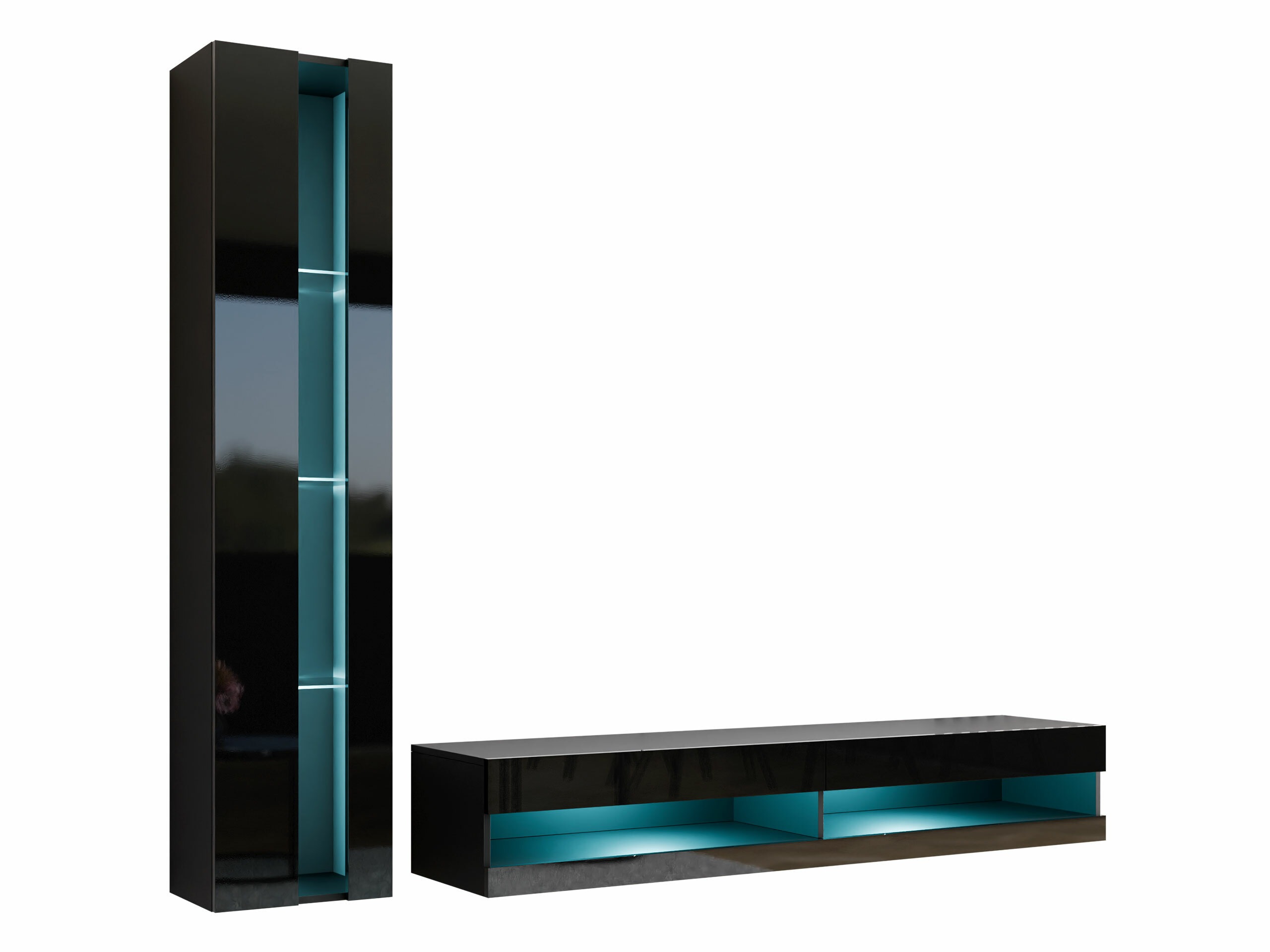Set de living Vilrin VIII (Negru + Negru lucios)