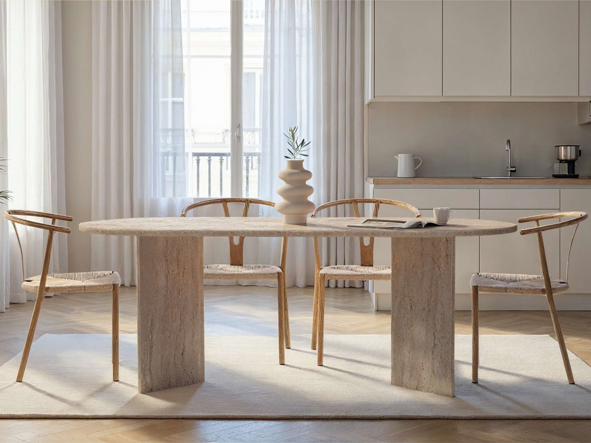 Masă Novato 138 (Travertin ușor)