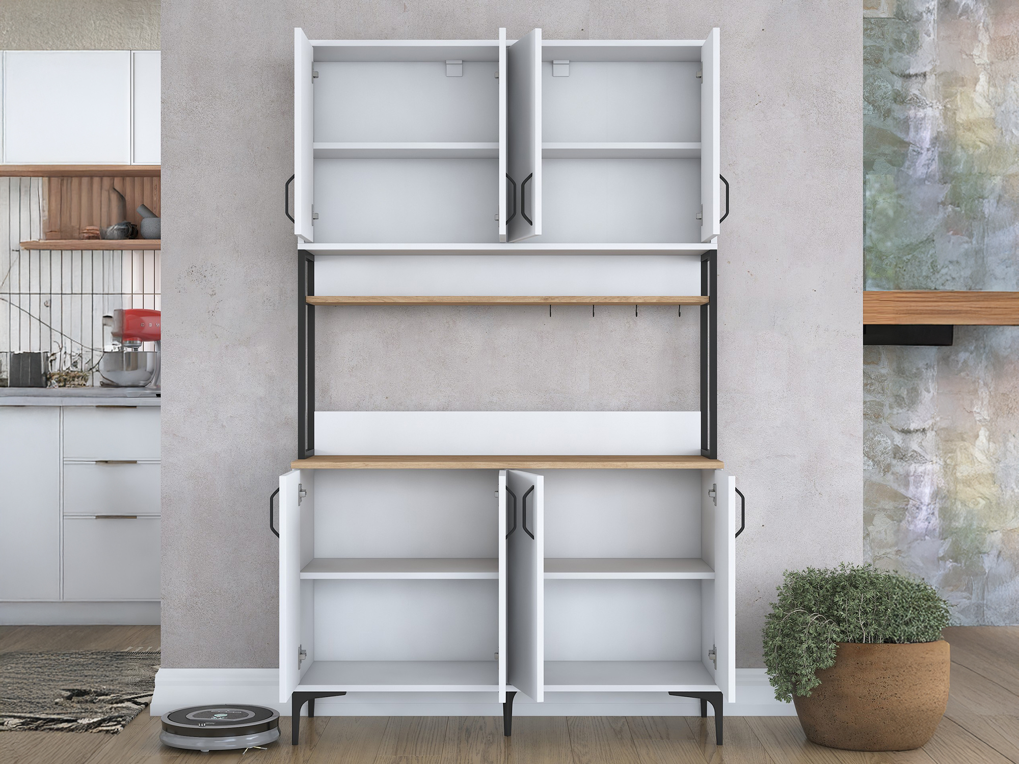 Mobilier multifuncțional Kailua 2678 (Alb + Nuc)