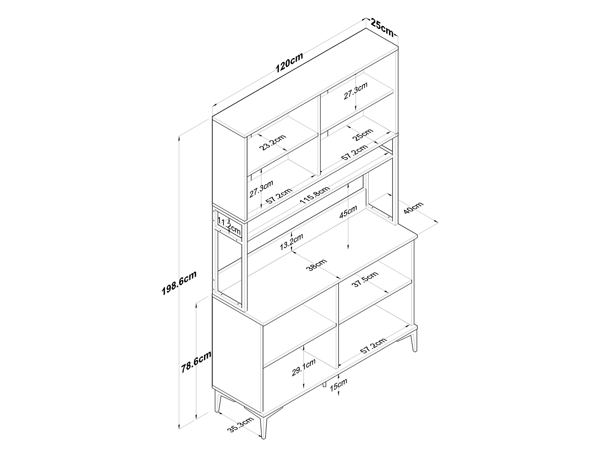 Mobilier multifuncțional Kailua 2678 (Alb + Nuc)
