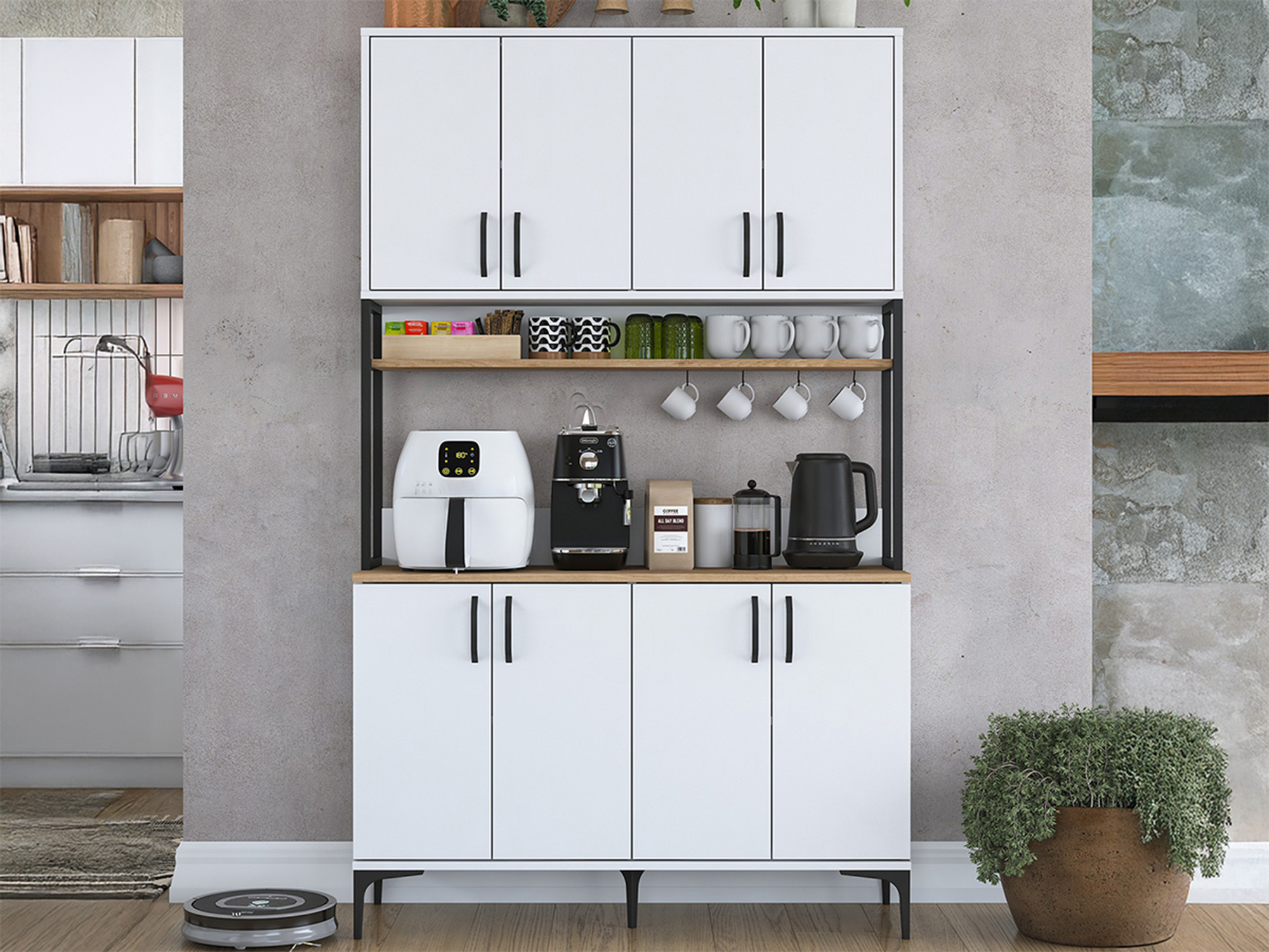 Mobilier multifuncțional Kailua 2678 (Alb + Nuc)