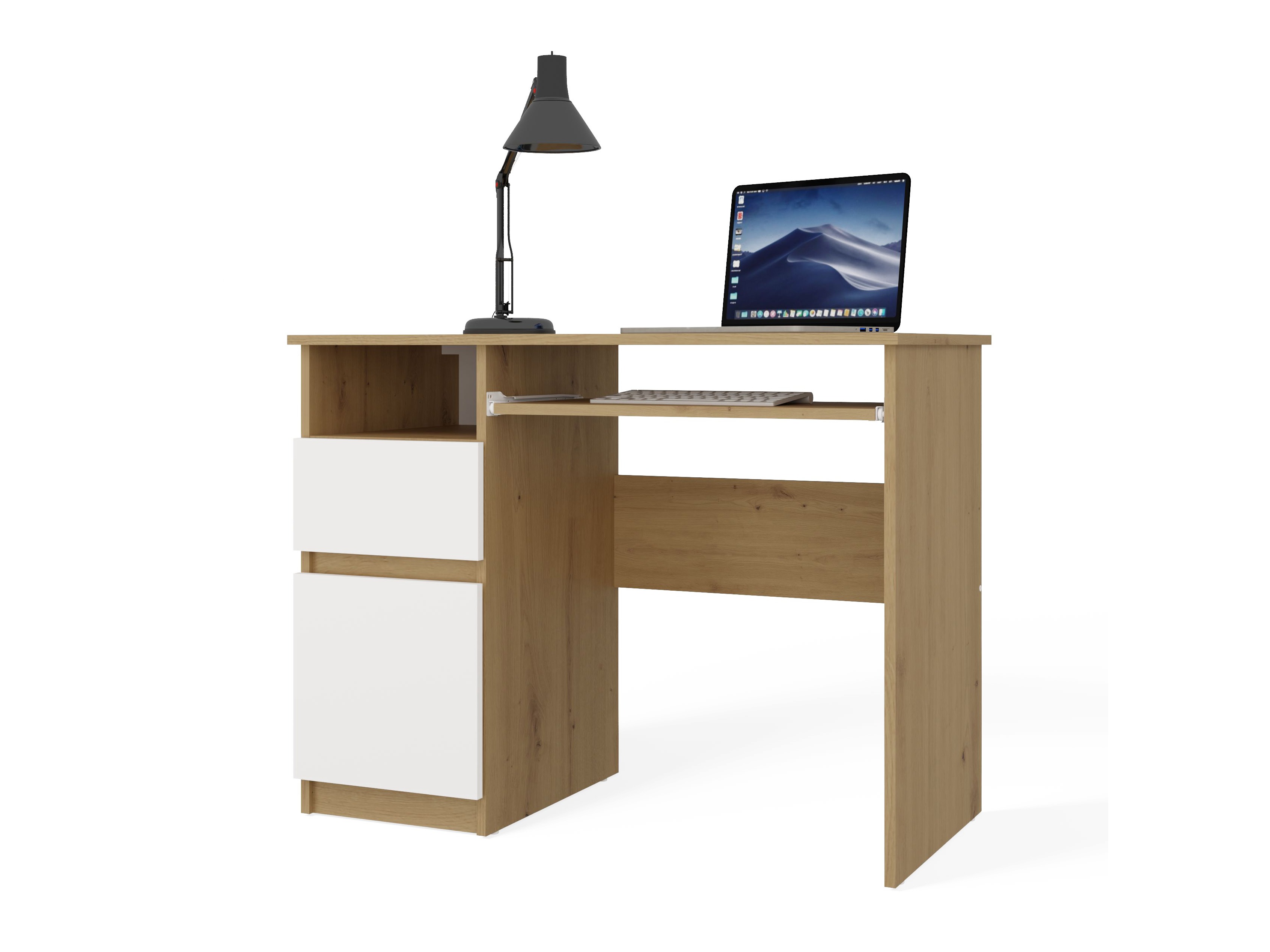 Birou Mandeville 269 (Stejar artizan + Alb)
