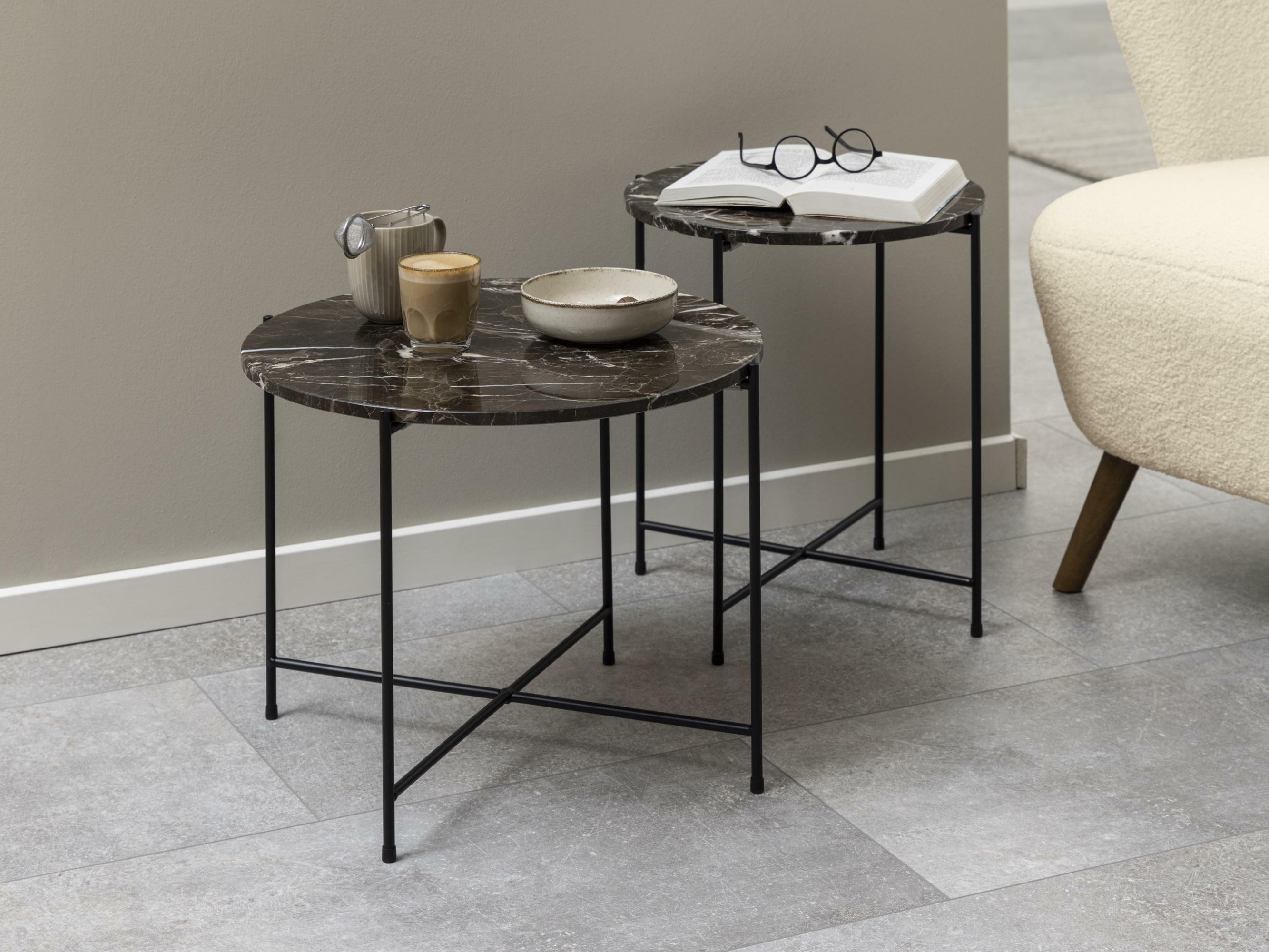 Măsuță laterală Norsica 608 (Marmură brună + Negru)