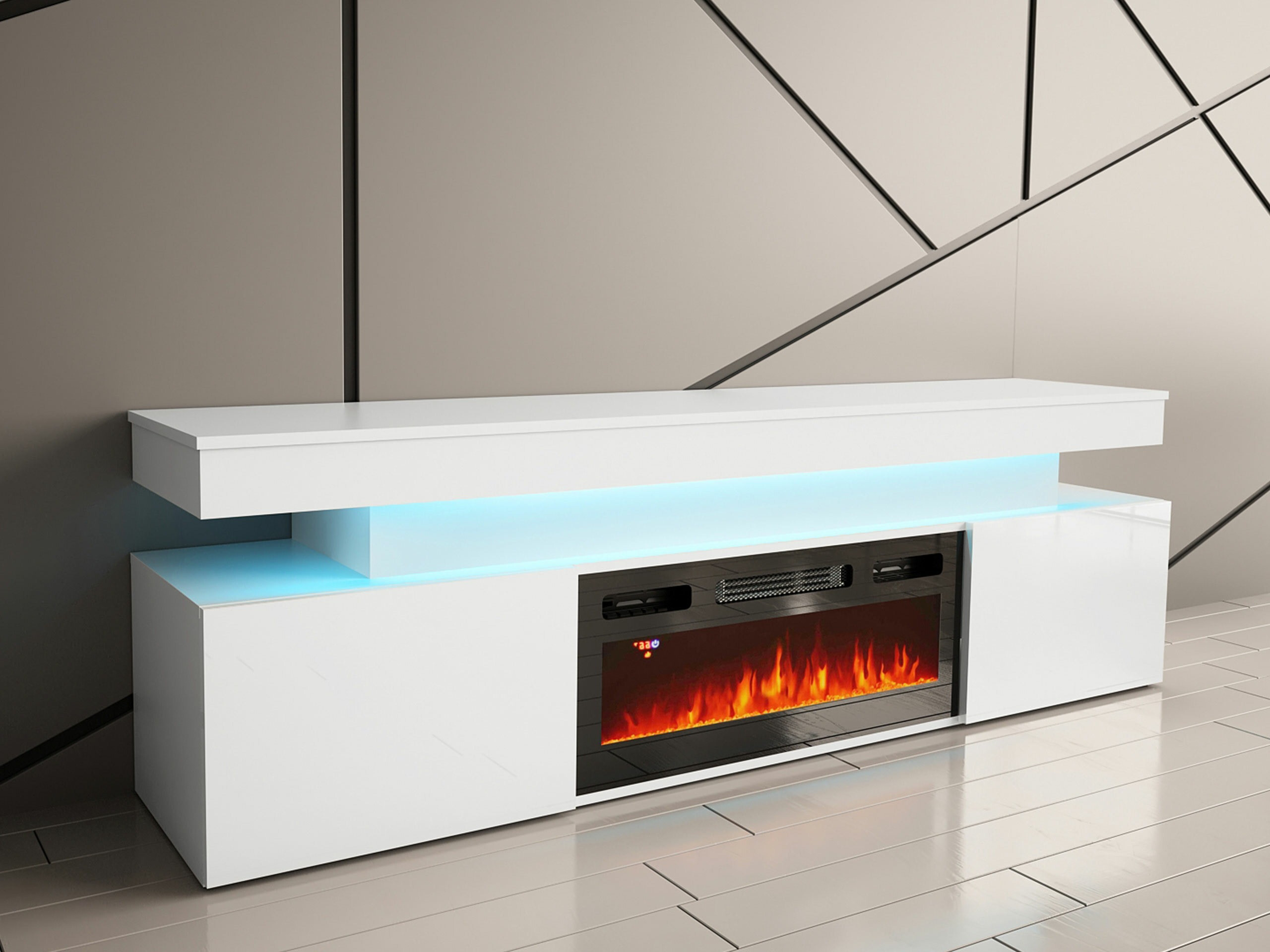 Comodă TV Monfero 104 (Alb + Alb lucios)