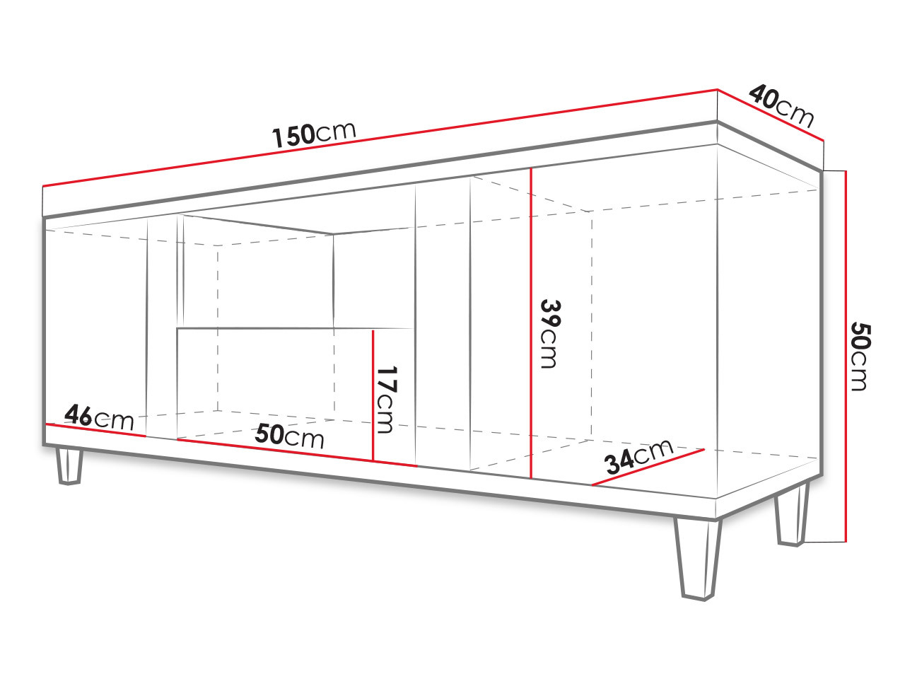 Comodă TV Livseri 113 (Alb + Alb lucios + Maro deschis)