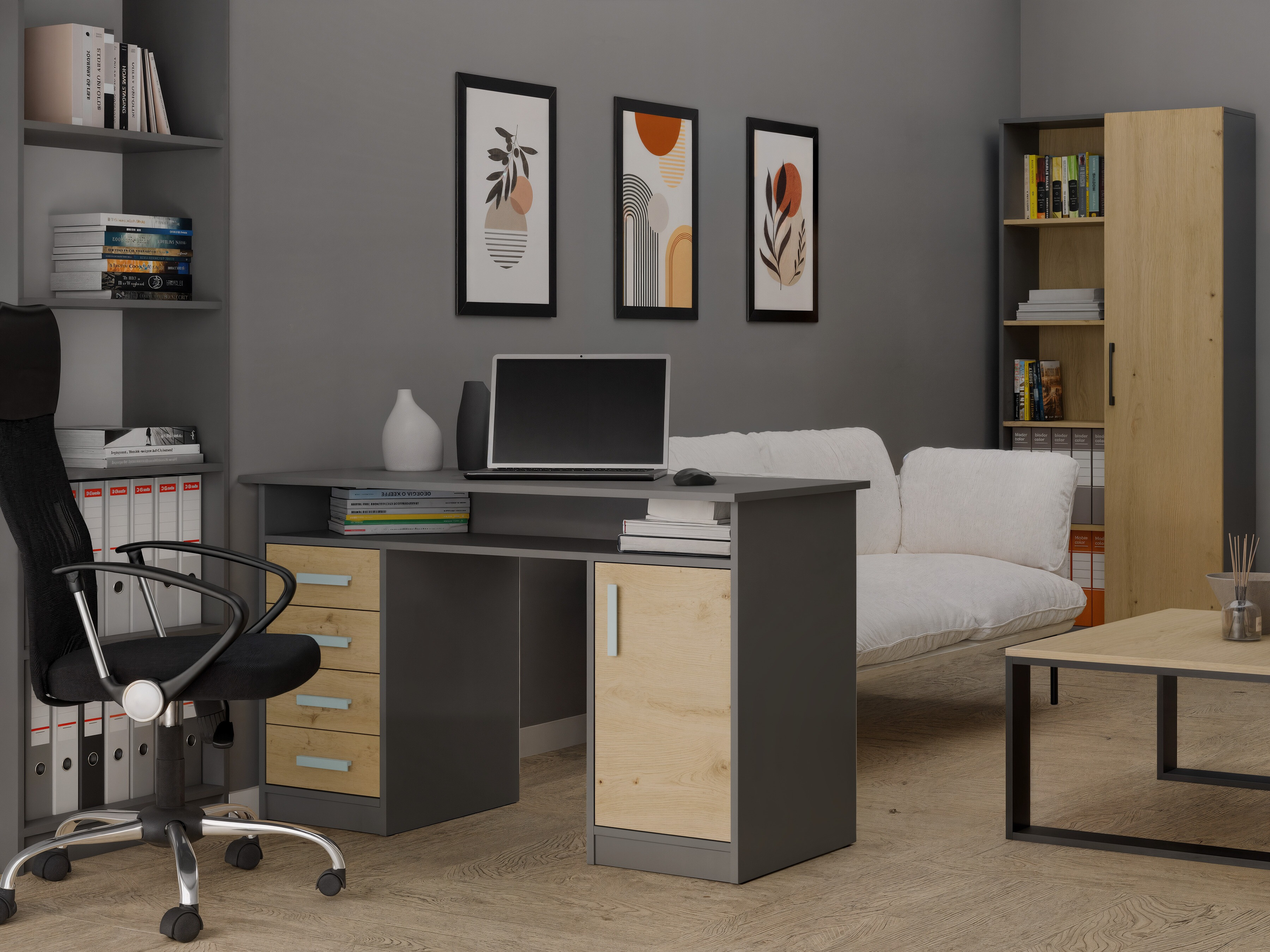 Birou Mandeville 329 (Stejar artizan + Antracit)