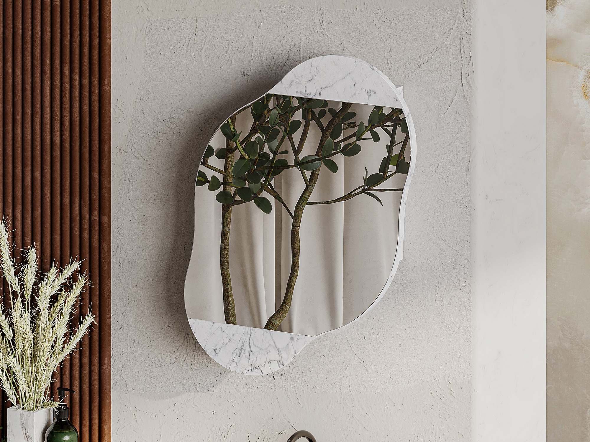 Dulap de baie cu oglindă Kailua 2711 (Marmură albă)