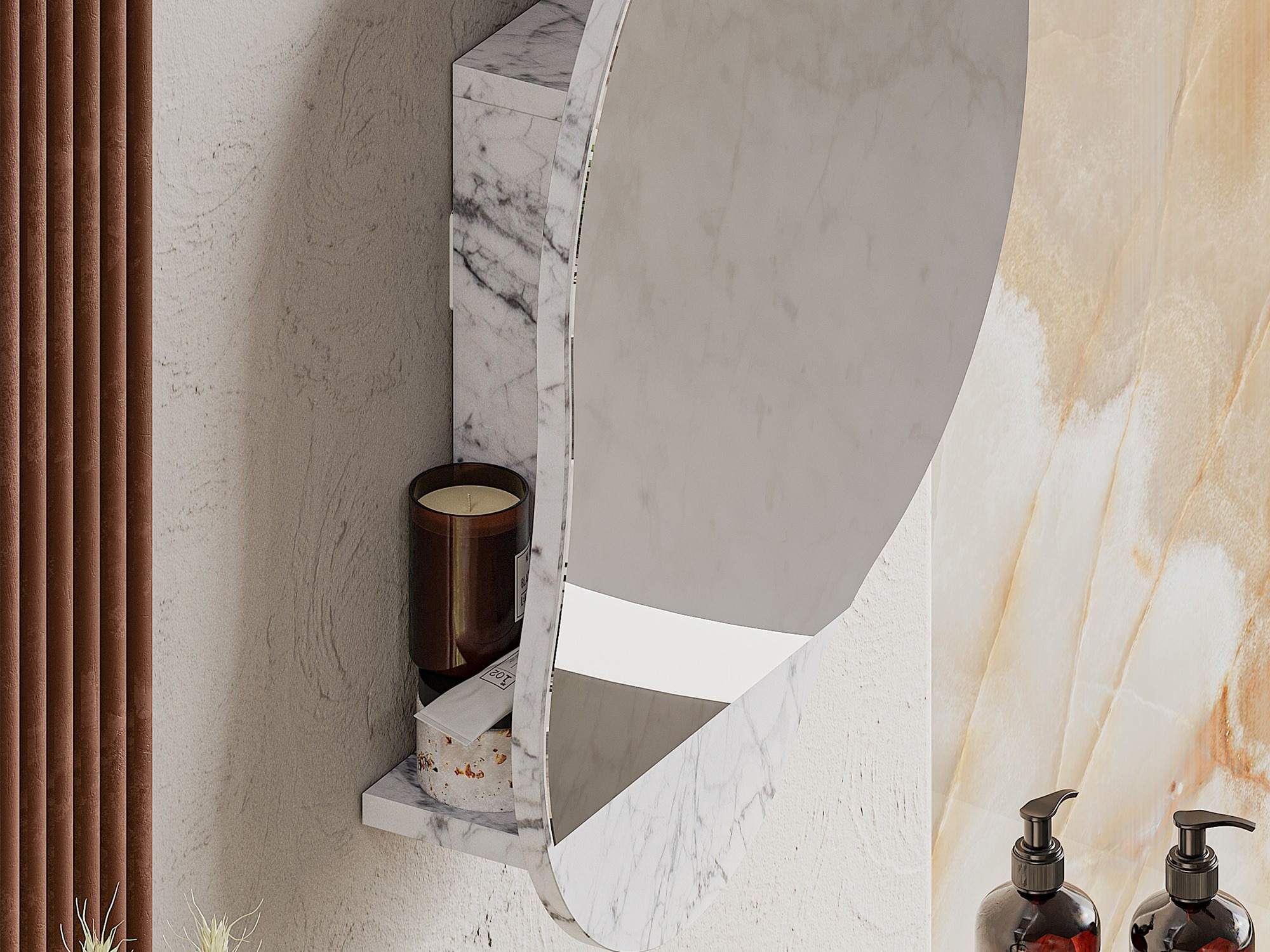 Dulap de baie cu oglindă Kailua 2711 (Marmură albă)