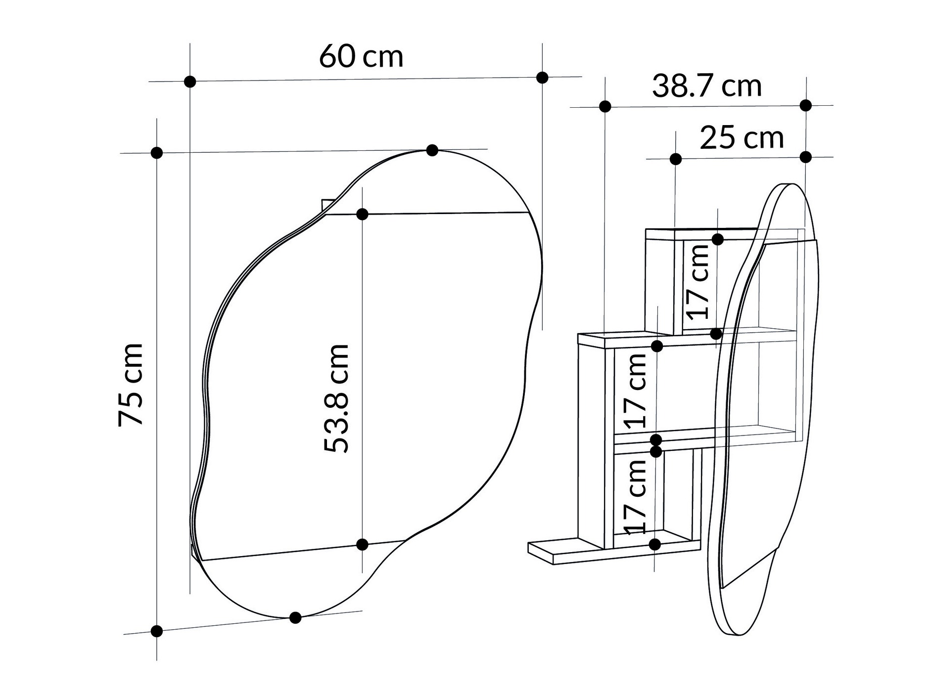 Dulap de baie cu oglindă Kailua 2711 (Marmură albă)