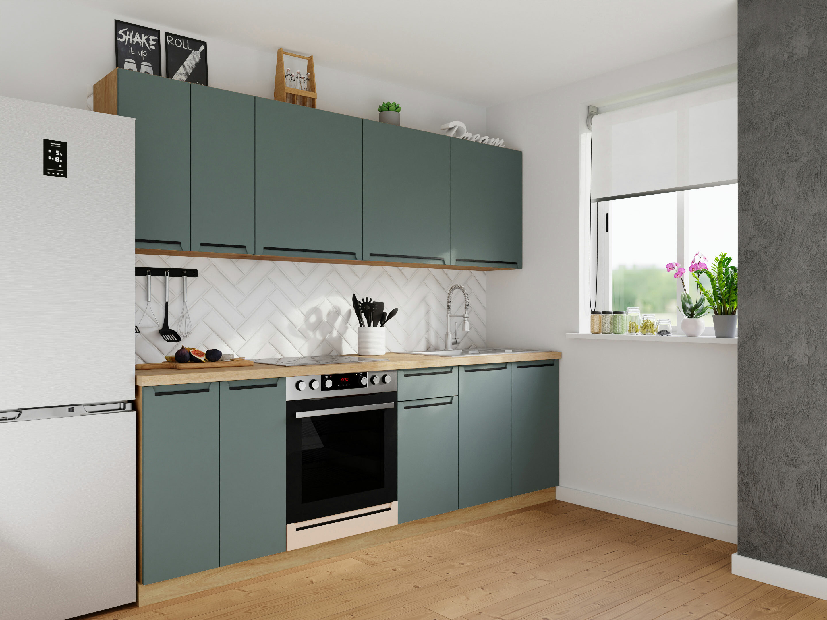 Dulap modular cu sertar și uși Riso Green 105