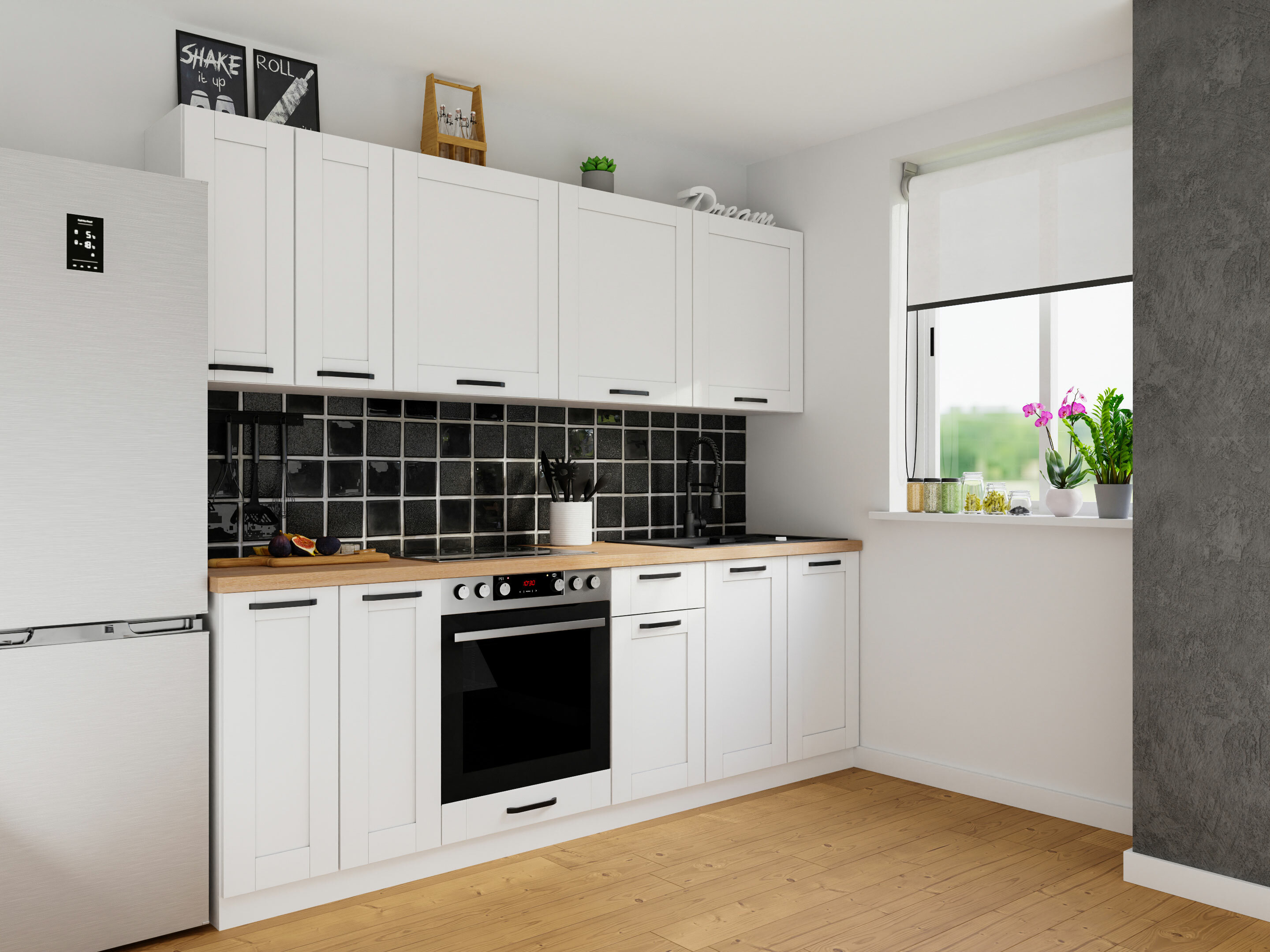 Dulap modular cu sertar și uși Eva White 104