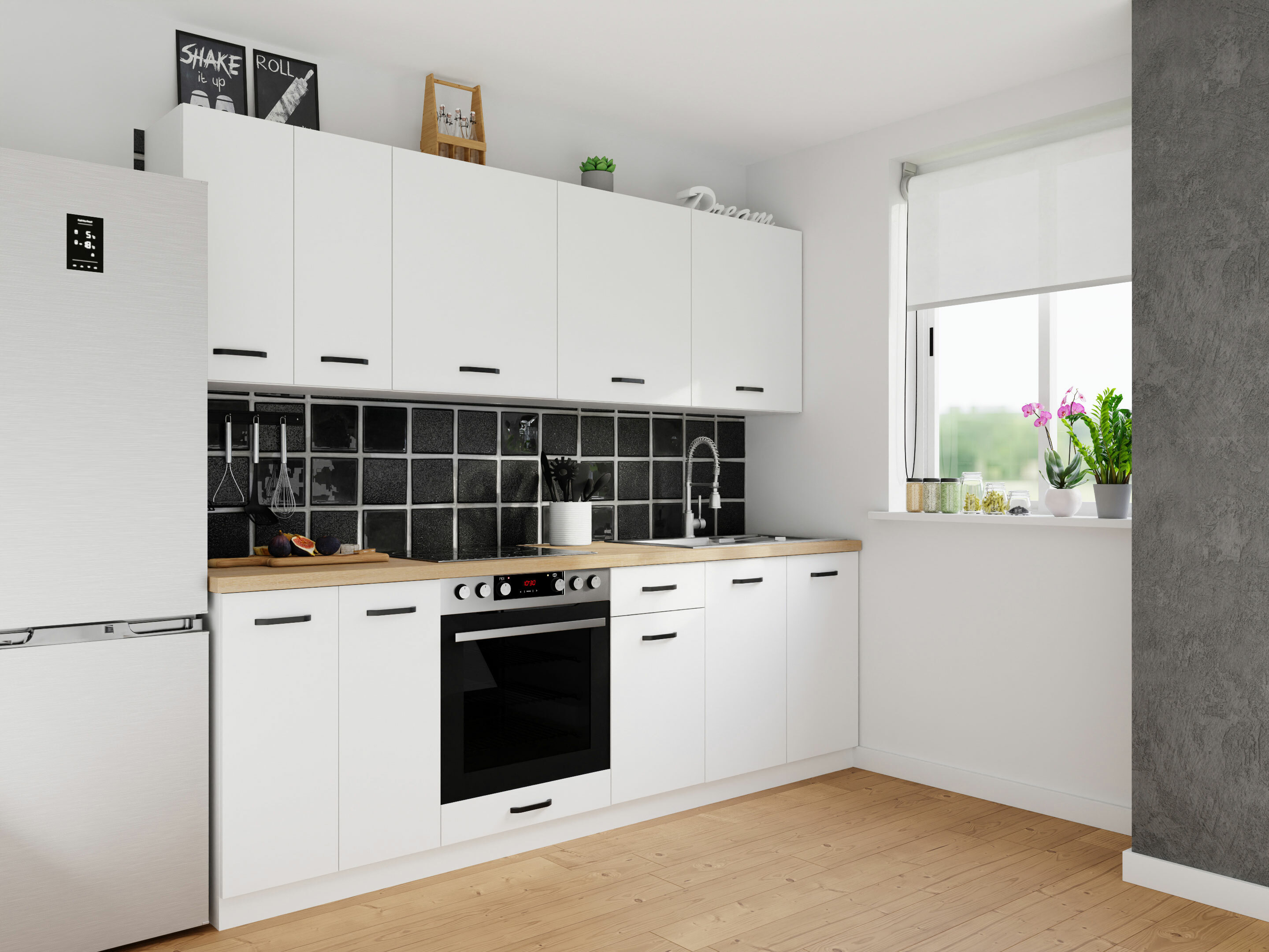 Dulap modular de perete cu suport pentru vase Top White 152