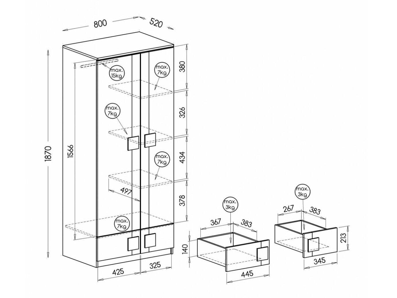 Dulap Elmenou 100 (Alb + Antracit)
