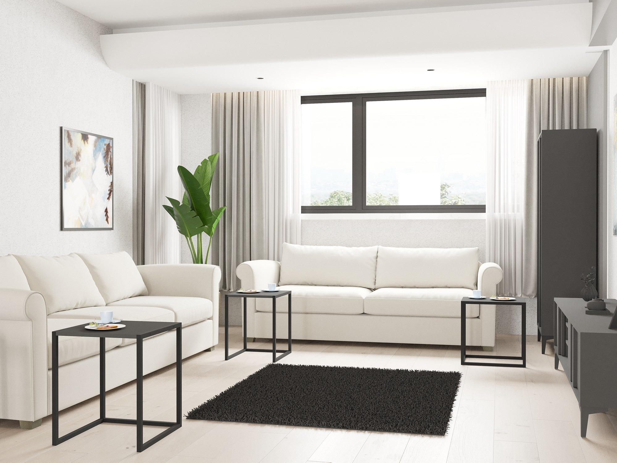 Set mese laterale Kailua 2721 (Negru + Antracit)