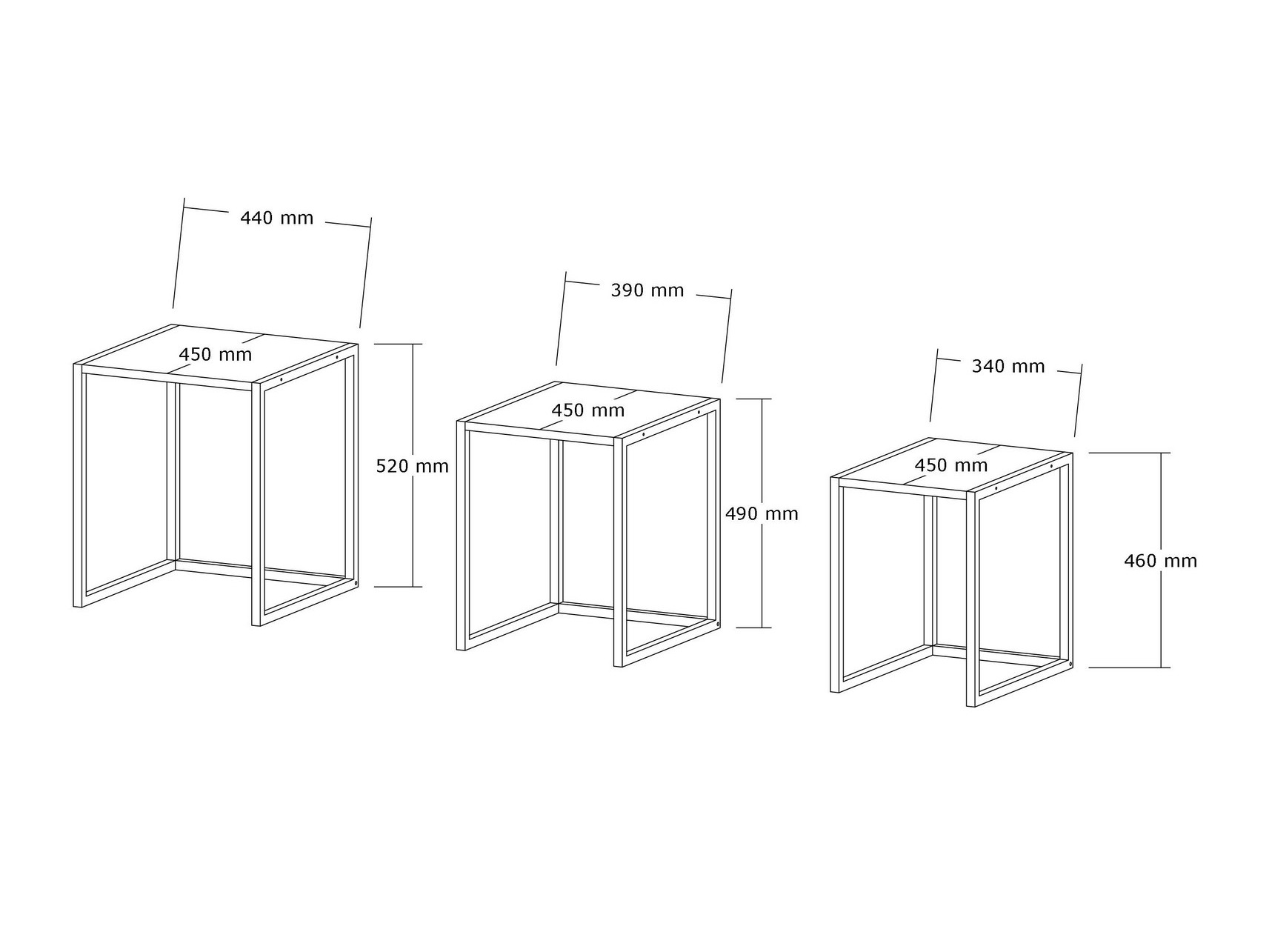 Set mese laterale Kailua 2721 (Negru + Antracit)