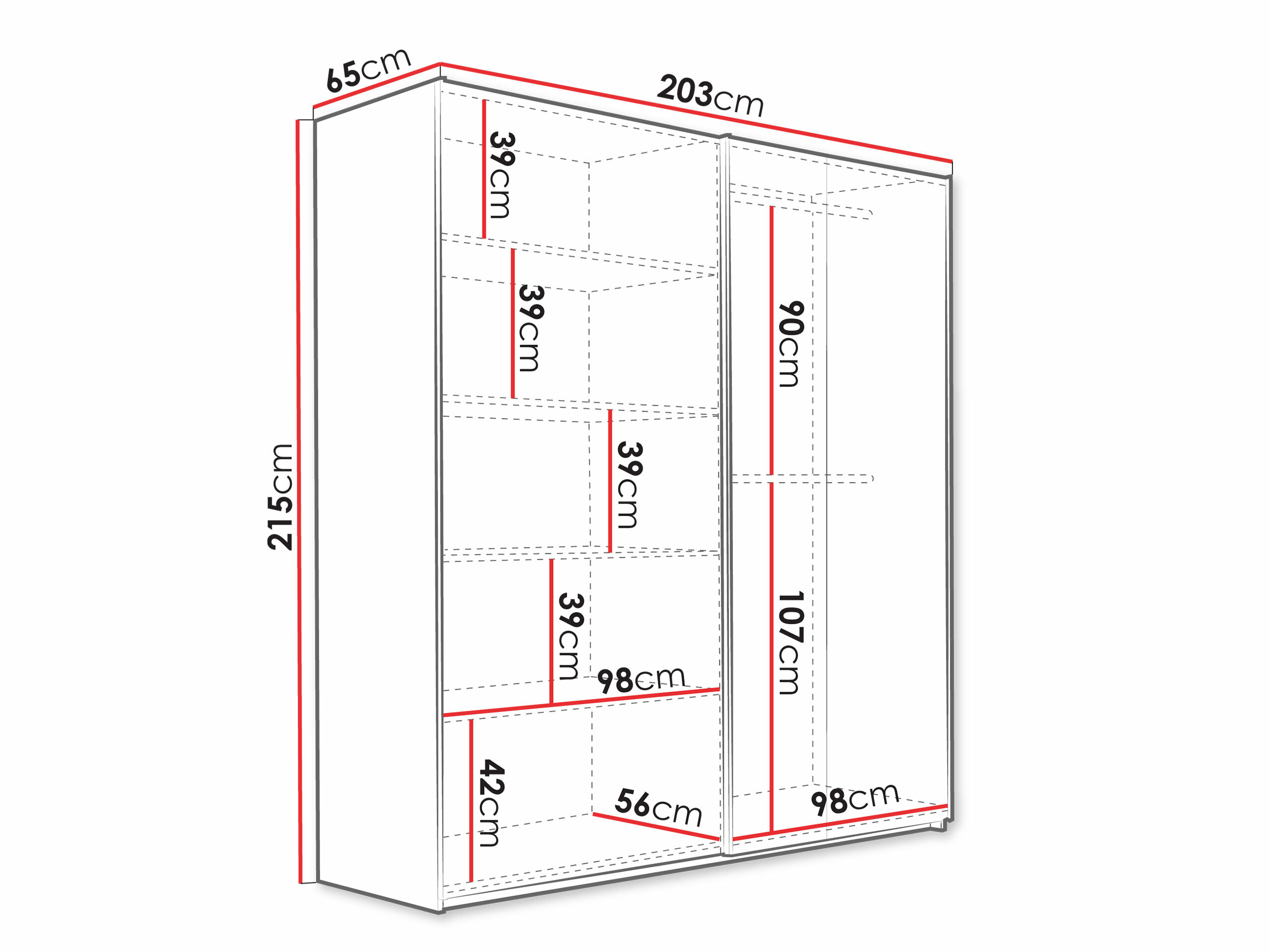 Dulap Honolulu 253 (Alb + Stejar Wotan)