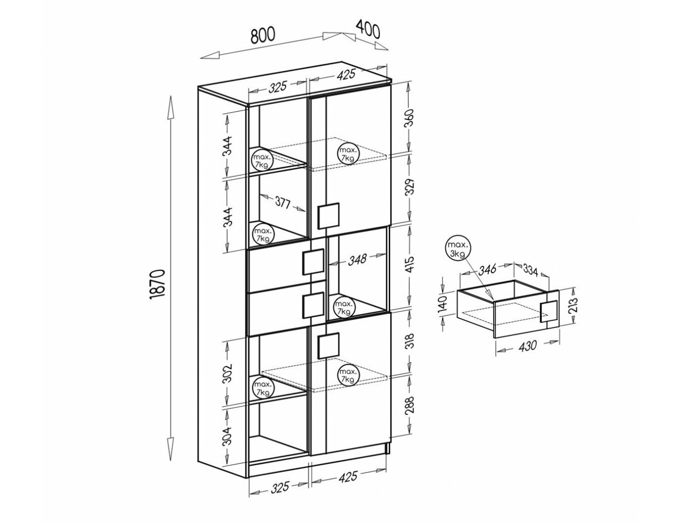 Raft Elmenou 101 (Alb + Antracit)
