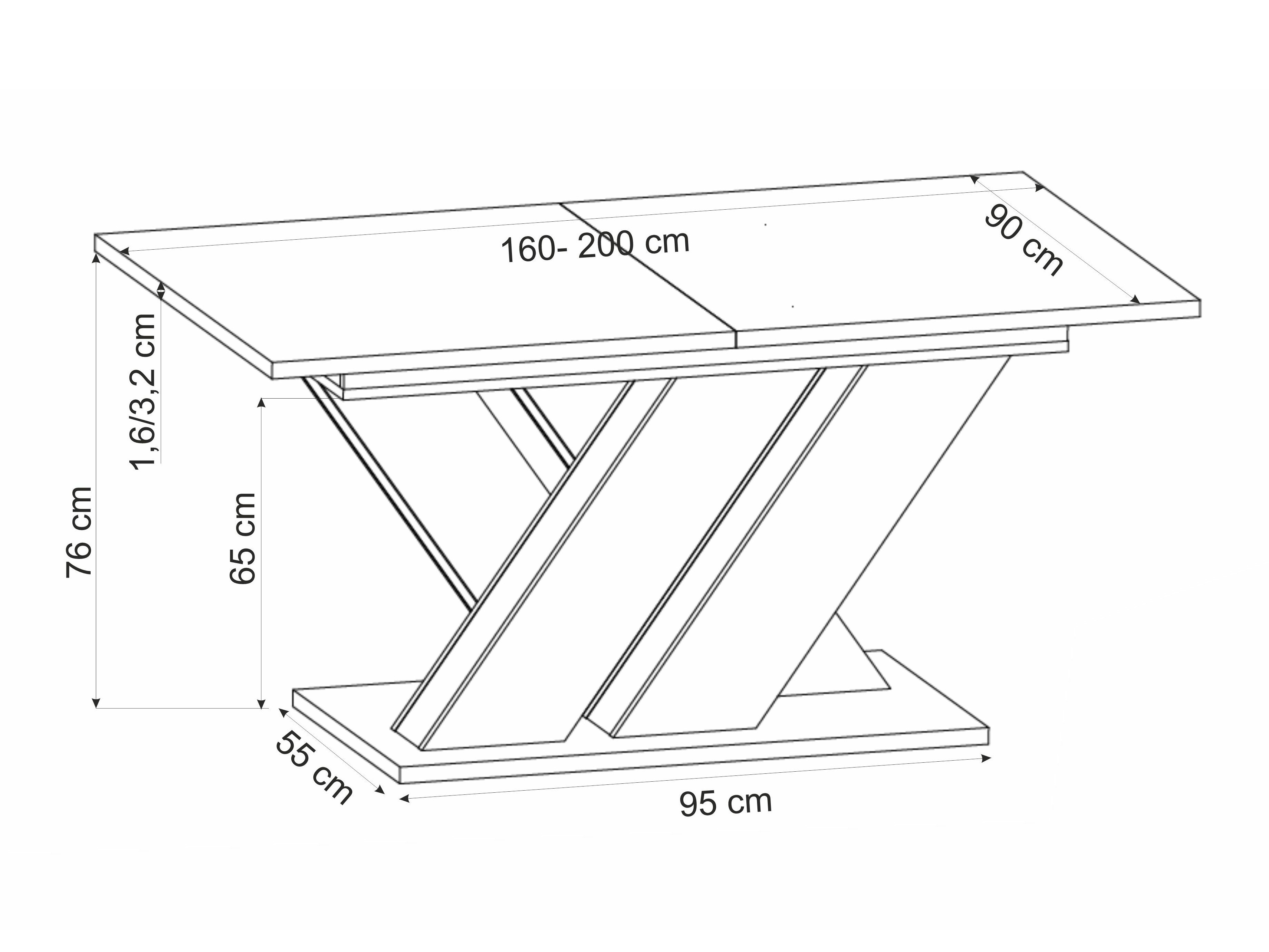 Masă Houston 2091 (Stejar Wotan + Negru)