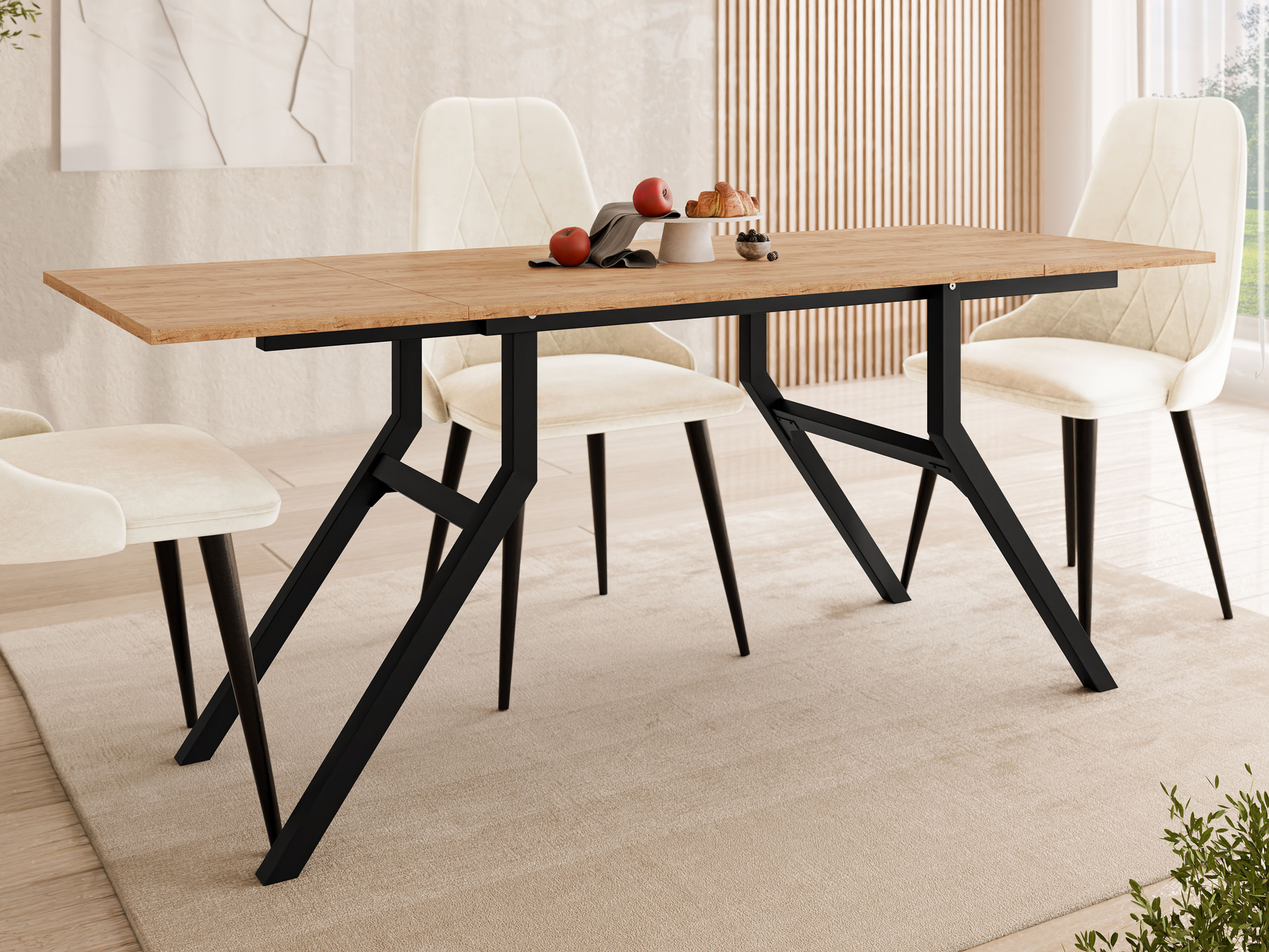 Măsuță de cafea extensibila Oswego 151 (Stejar Craft auriu + Negru)