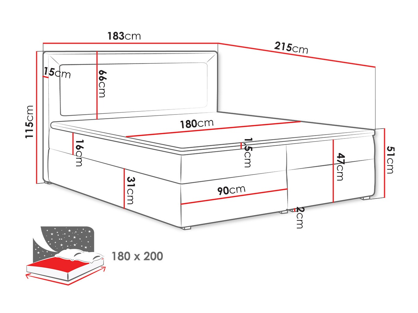 Pat boxspring Pomona 112 (Victoria 14 867)